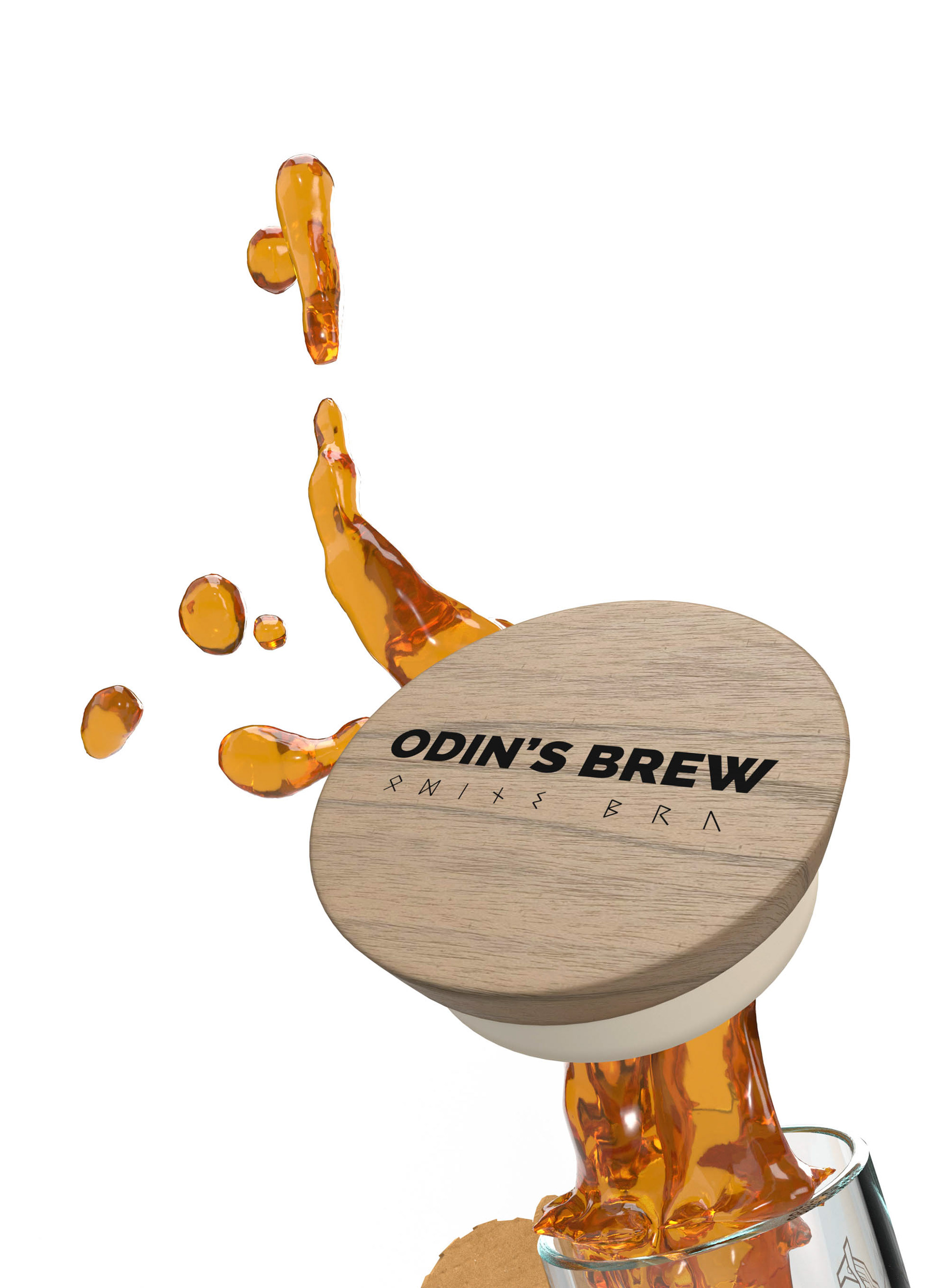 packaging design "exploded view" cork detail mockup render, produced with Adobe Dimension
