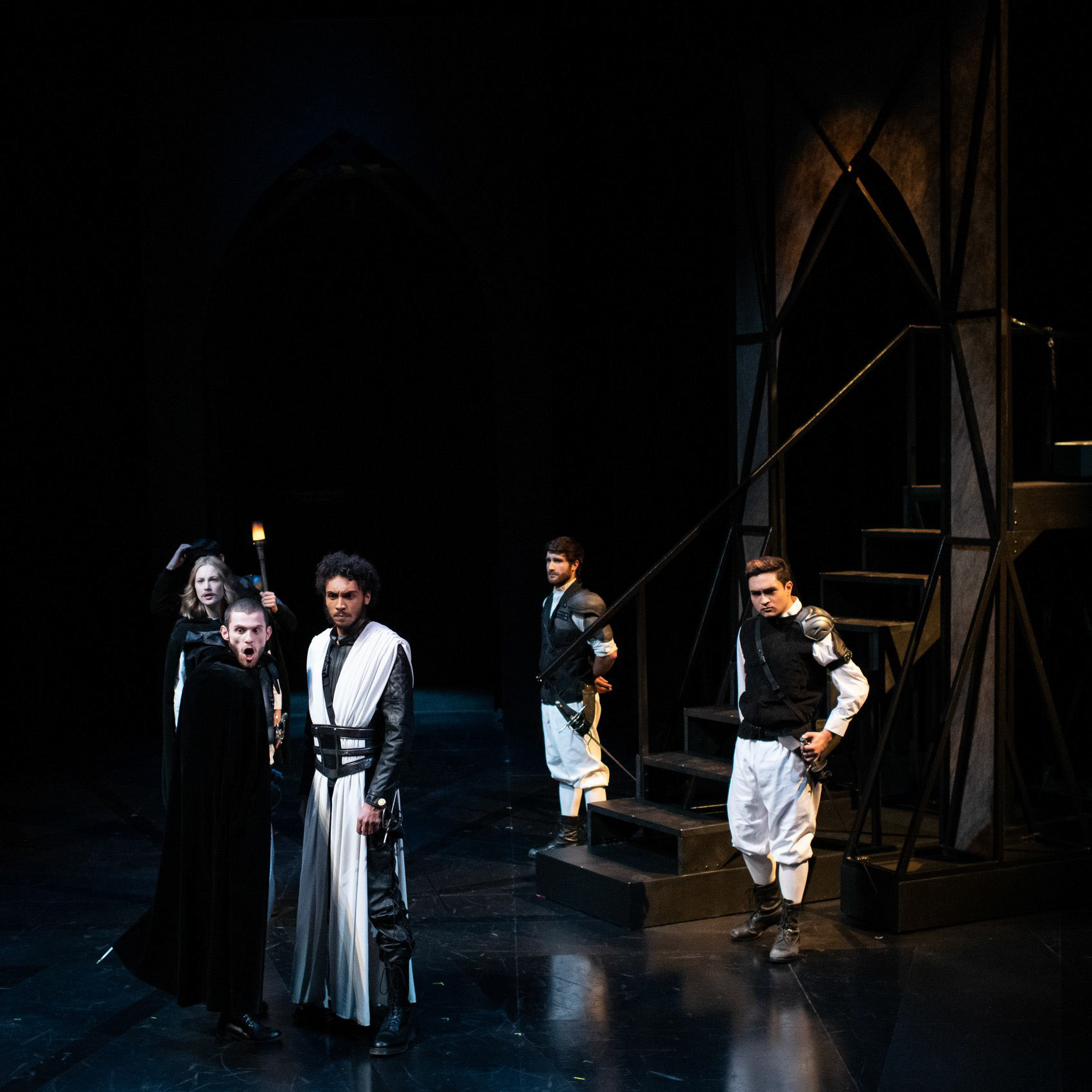 Actors(left to right): Una Recik, Ciaran Volke, Tallas Munro, Paul Cridge, Hugh Wilcox