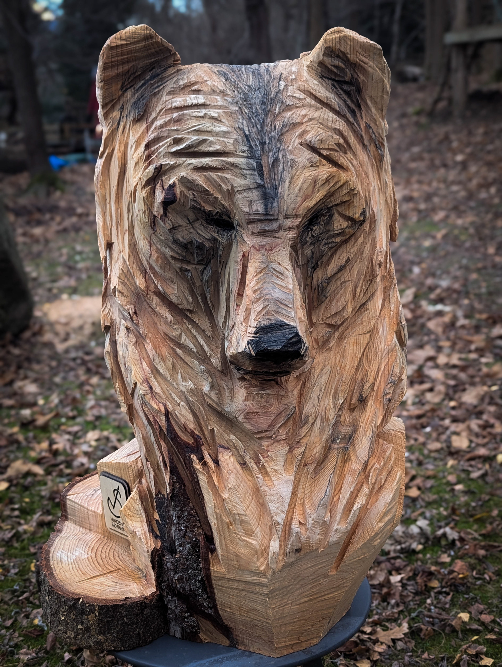 Sculpture à la tronçonneuse d'un ours 5