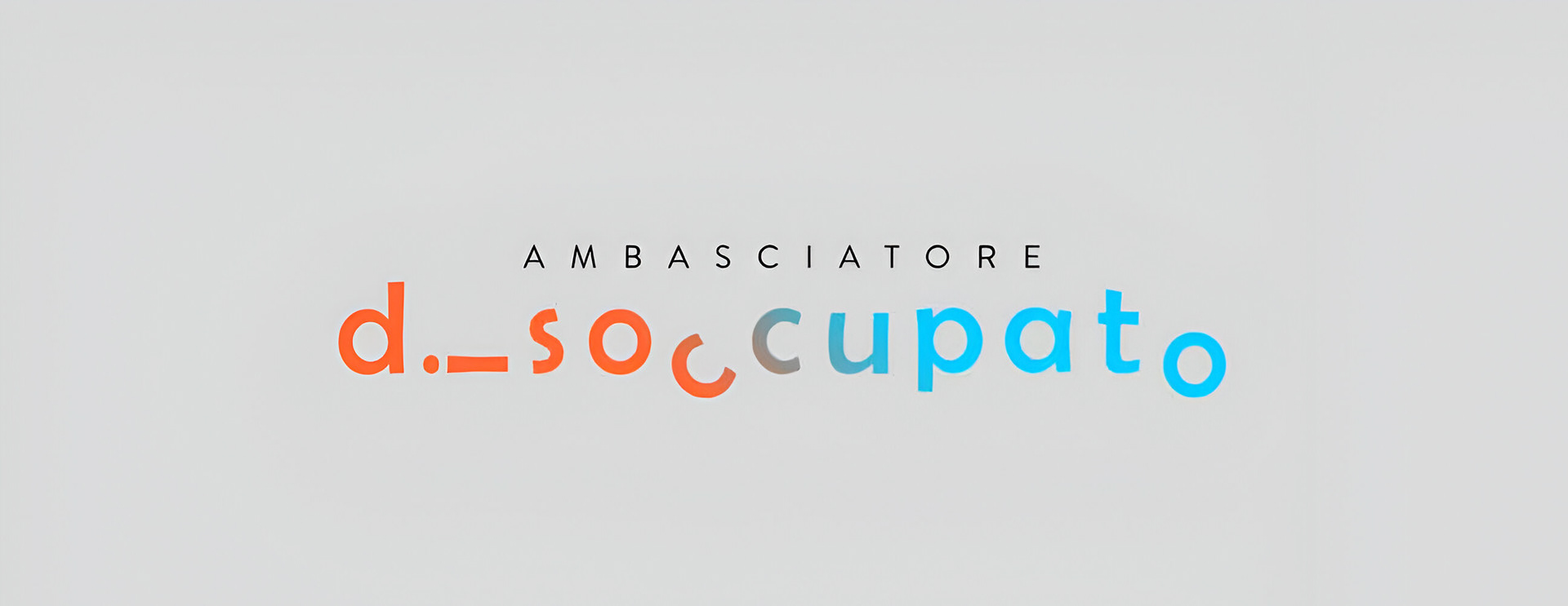 Logo of 'Ambasciatore Disoccupato' designed by graphic designer Darka White, featuring playful colors and dynamic lettering to reflect the client's adventurous spirit.