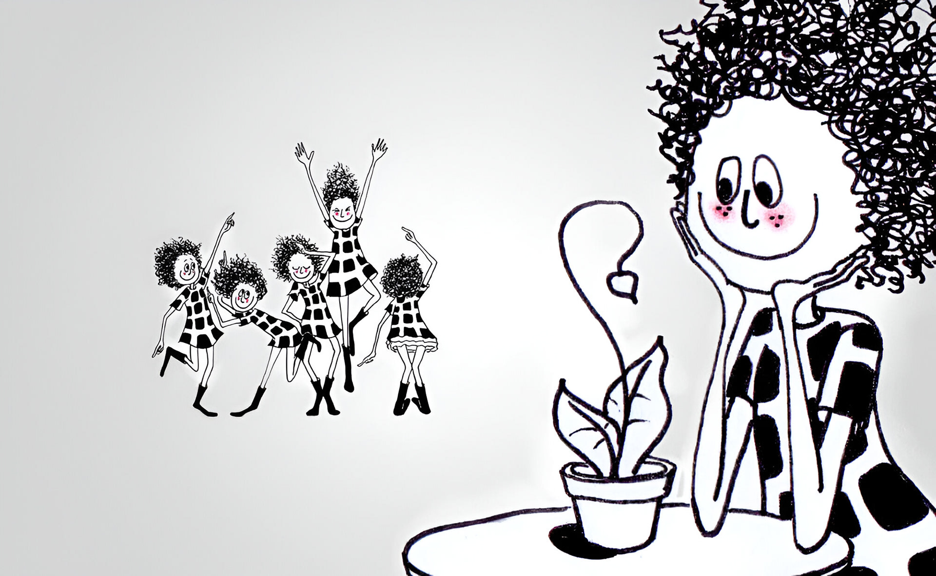 Illustration for Sorrisi by graphic designer Darka White, featuring joyful characters that convey positive messages, aligning with the uplifting brand identity of the chocolate brand