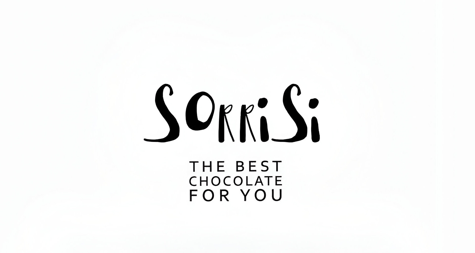 Sorrisi logo designed by graphic designer Darka White, featuring joyful illustrated characters that convey positive messages, created as part of a comprehensive brand identity project for a chocolate brand.