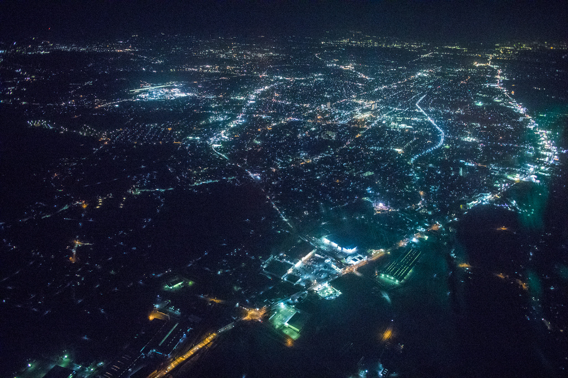 An aerial view of the Kanto Plain, Japan from a C-130J Super Hercules assigned to the 36th Airlift Squadron, March 26, 2018, during a training mission. (U.S. Air Force photo by Yasuo Osakabe)