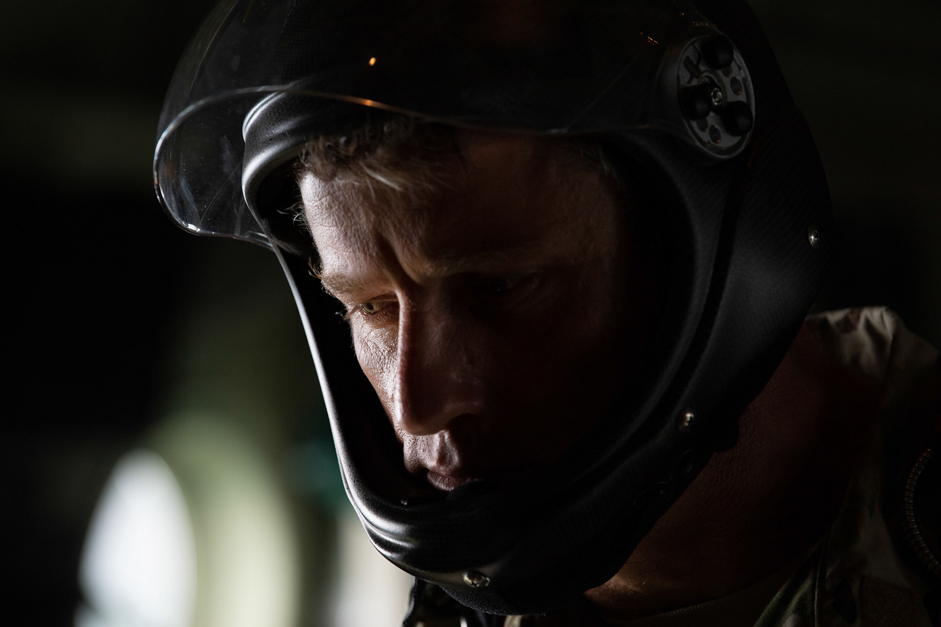 U.S. Air Force Tech Sgt. Seth Sarrett, 374th Operations Support Squadron Survival, Evasion, Resistance and Escape specialist, performs a visual confirmation over Hiju-dai exercise area, Oita prefecture, Japan, July 16, 2019, during a bilateral jump training. The training allows USAF and JGSDF units to work alongside each other while improving the readiness of our armed forces. (U.S. Air Force photo by Yasuo Osakabe)
