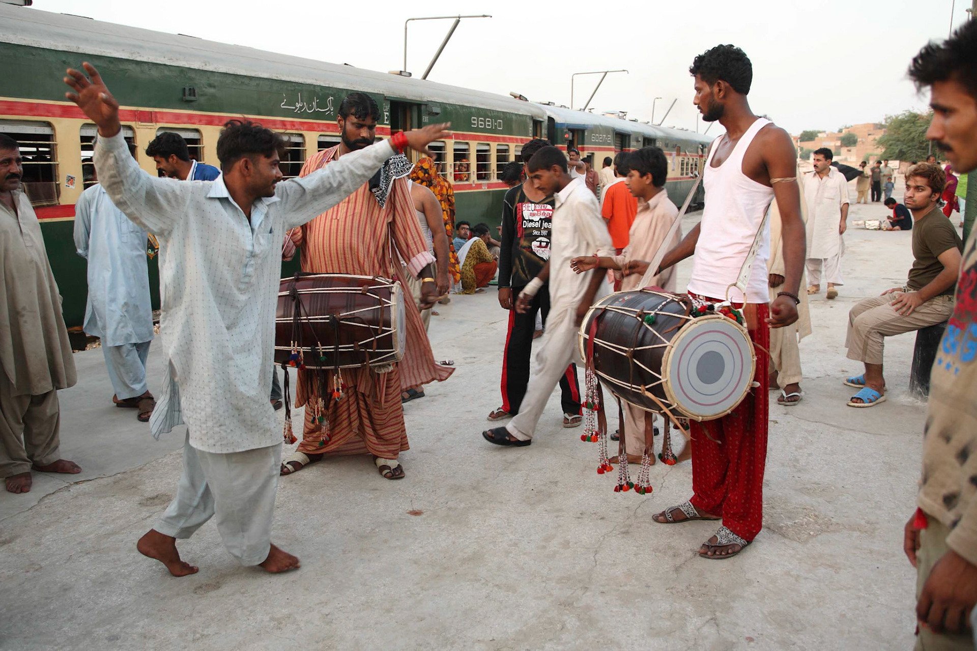 Gonga sain and Mithu sain, sufi drummers, played the sufi beat for pleasing to have moved towards the final destination at the last stop on the railway station.