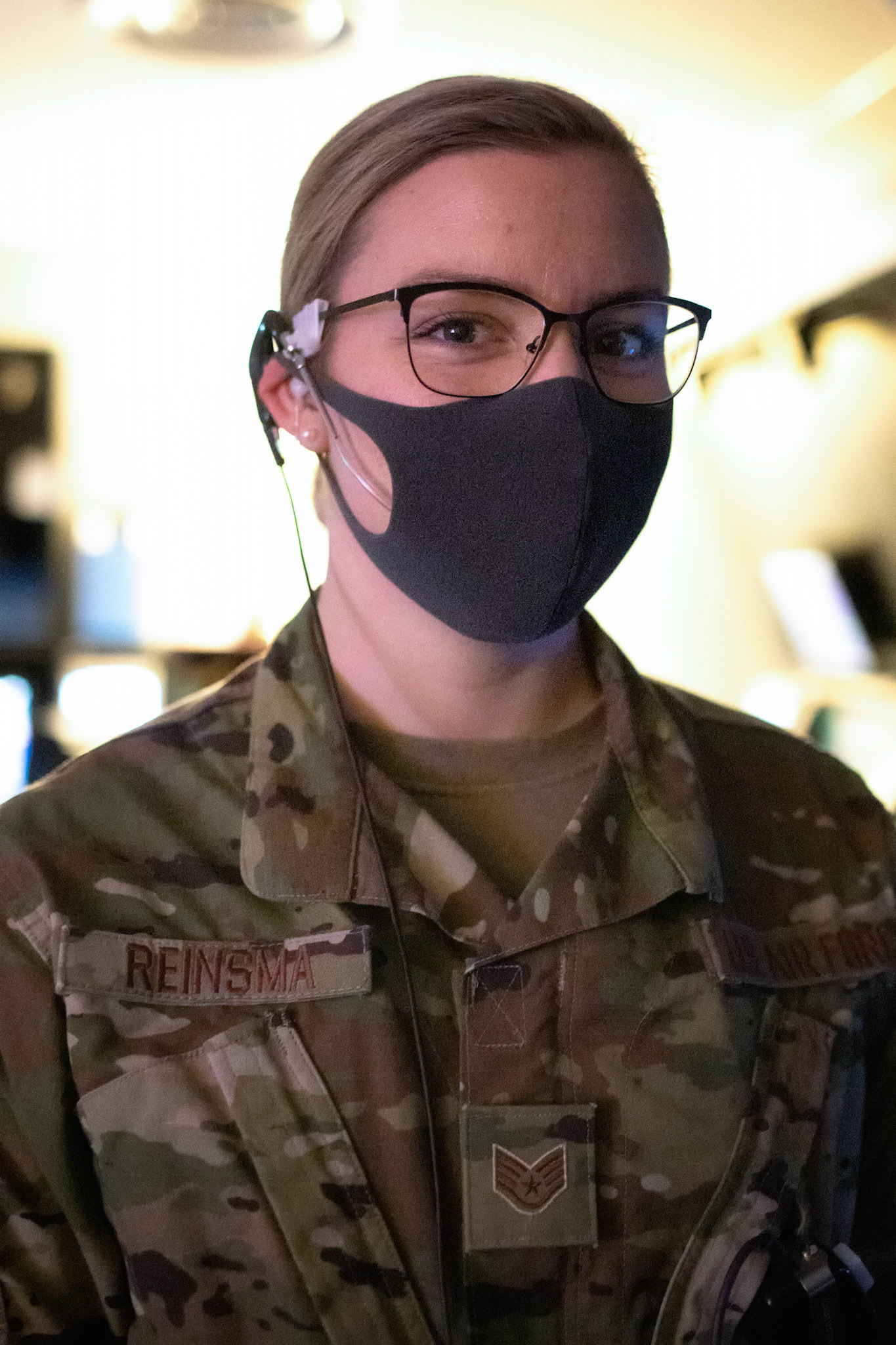 Staff Sgt. Tessa Reinsma, 374th Operations Support Squadron air traffic controller watch supervisor, poses for a photo, June 11, 2020 at Yokota Air Base, Japan. As an air traffic controller, Reinsma is responsible for guiding air traffic and keeping aircraft at a safe distance from one another. (U.S. Air Force photo by Yasuo Osakabe)