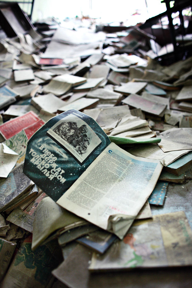 Neglect and Vandalism has contributed to the destruction of the school No 2, Pripyat.