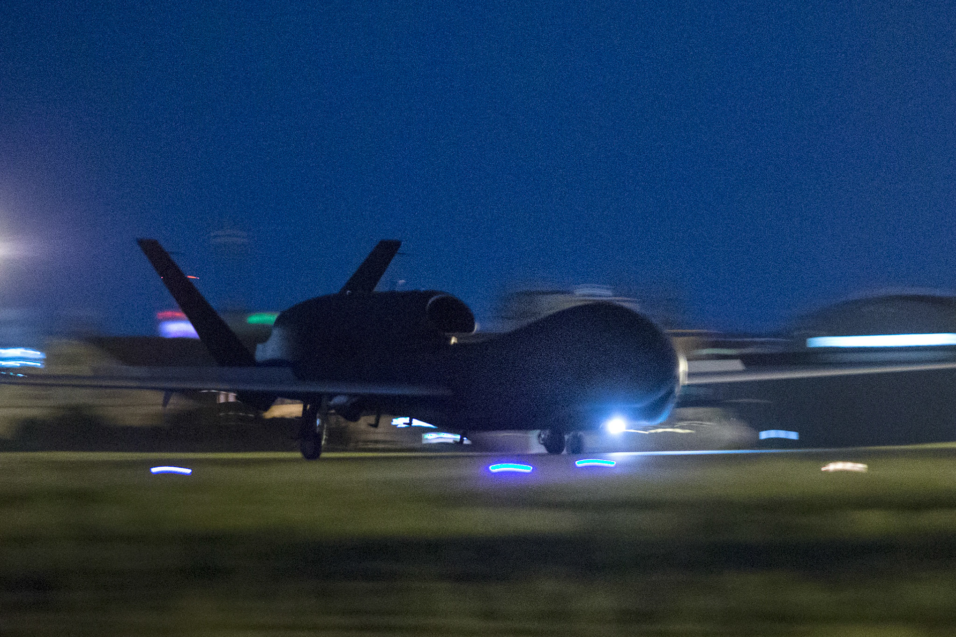 An RQ-4 Global Hawk from Andersen Air Force Base, Guam lands at Yokota Air Base, Japan, May 1, 2017. The aircraft is part of the 69th Reconnaissance Group Detachment 1 and provides near real-time aerial imagery reconnaissance support to U.S. and partner nations assisting in multitude of operations. This capability was effectively employed during Operation Tomodachi, a relief effort launched when a 9.0-magnitude earthquake resulted in a tsunami that ravaged northeastern Japan in 2011. (U.S. Air Force photo by Yasuo Osakabe)