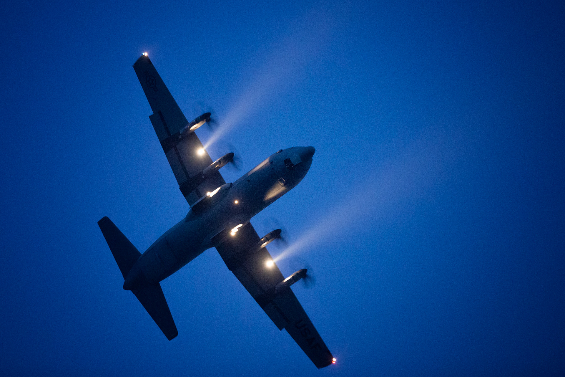 A C-130J Super Hercules approaches the runway at Yokota Air Base, Japan, June 4, 2020. All aircraft inbound or outbound maintain communications with Yokota's air traffic controllers, maintaining a safe operating environment for all aircraft. (U.S. Air Force photo by Yasuo Osakabe)