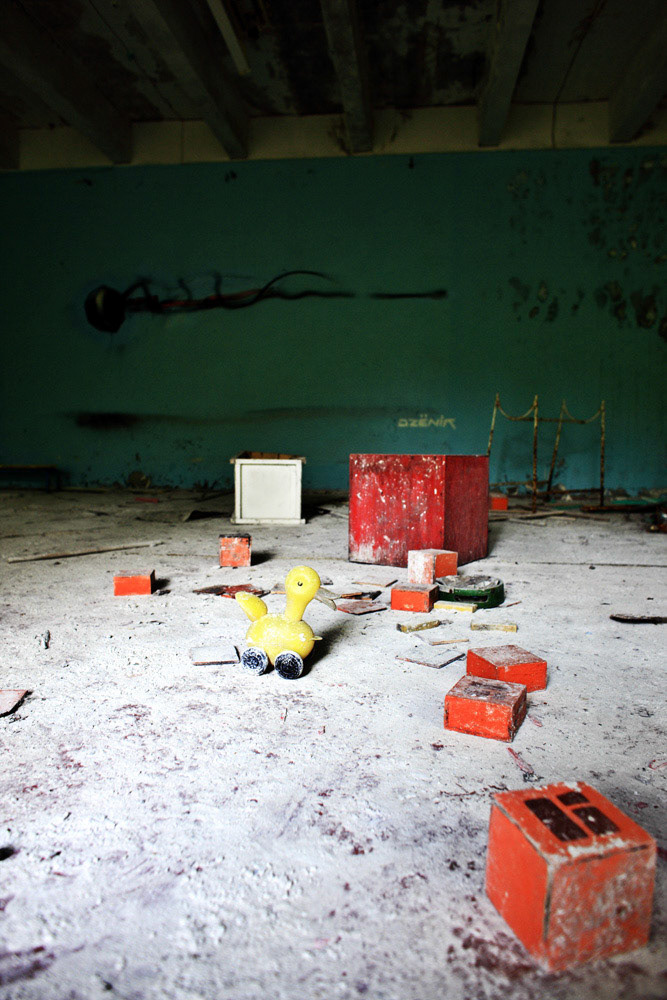 A toys and room are fallen into decay year by year.