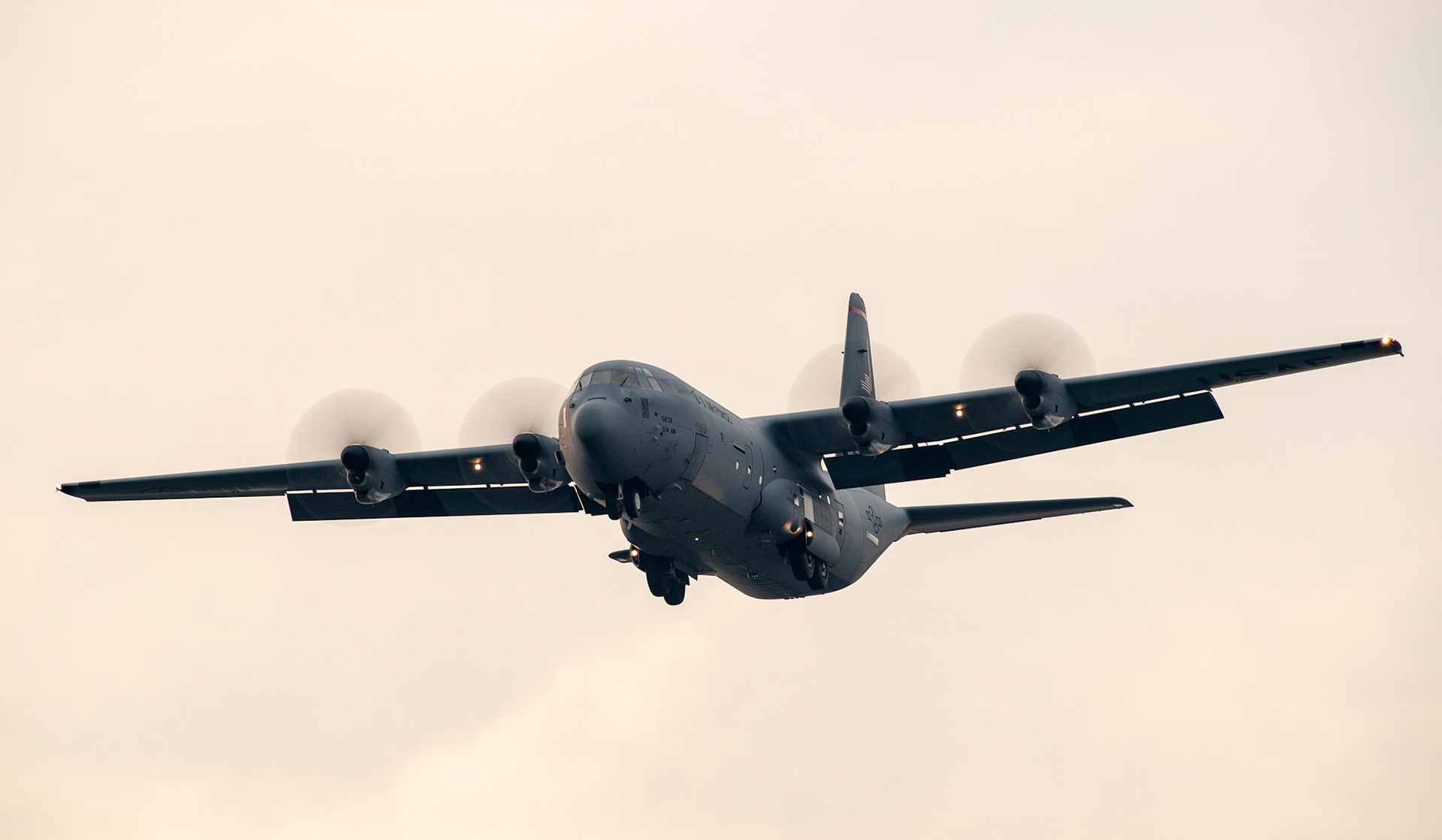 A C-130J Super Hercules assigned to the 36th Airlift Squadron prepares to land at Yokota Air Base, Japan, July 17, 2018. Yokota serves as the primary Western Pacific airlift hub for U.S. Air Force peacetime and contingency operations. Missions include tactical air land, airdrop, aeromedical evacuation, special operations and distinguished visitor airlift. (U.S. Air Force photo by Yasuo Osakabe)