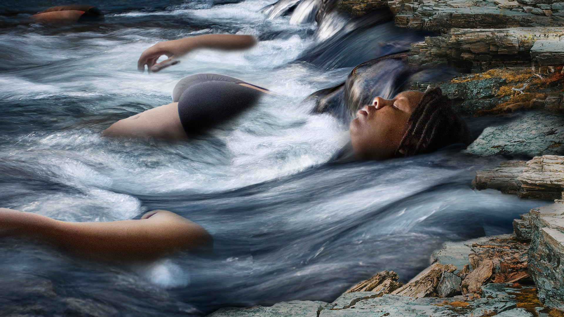 Waterfall,  Digital composite in Adobe Photoshop, 1920 ×  1080 px, 2025