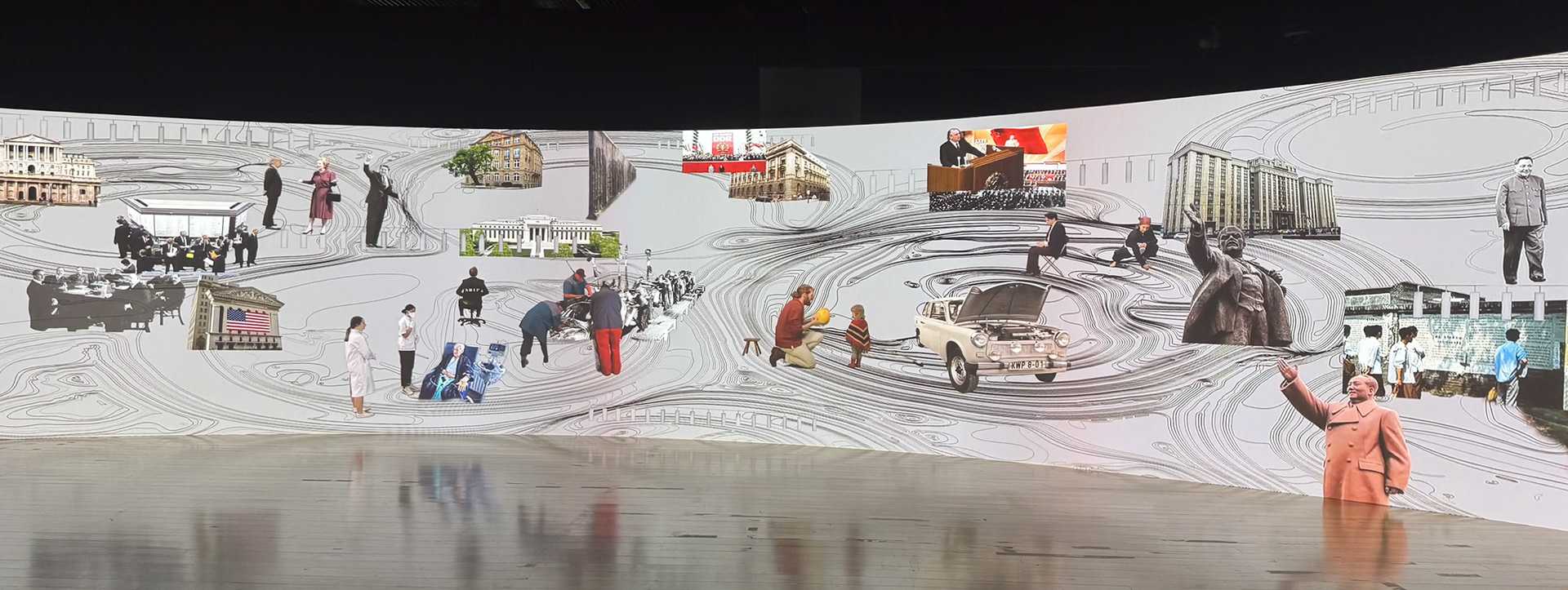 Gwangju: Museum of Art - Yang Ah Ham - "Undefined Panorama" - timeline of global issues.  SEE VIDEO PAGE