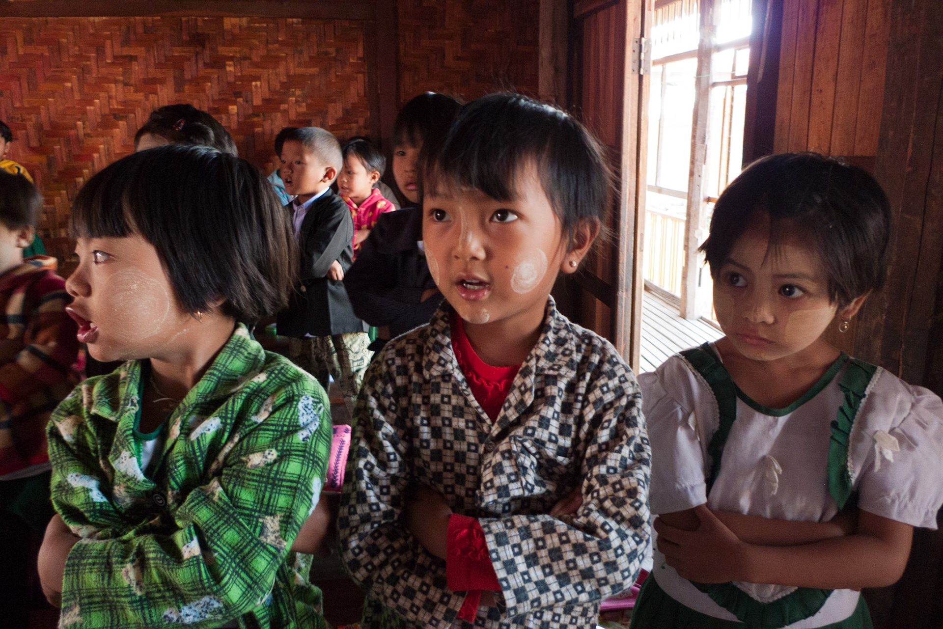 Lake Inle: In Phaw Khone Village School - Thanaka is a common face cream.