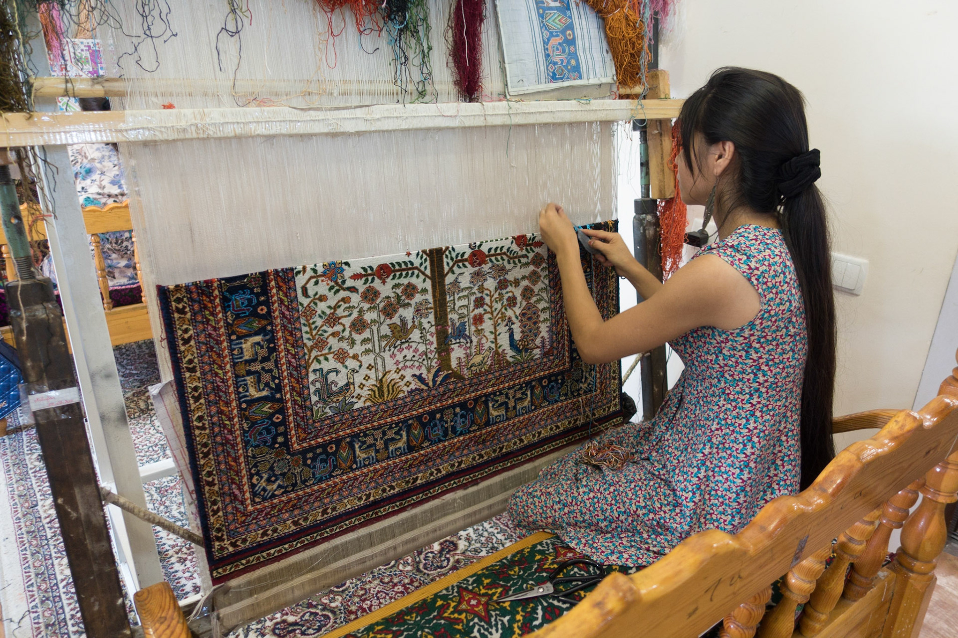 Bukhara: carpet workshop - double silk - taken 5 months so far.