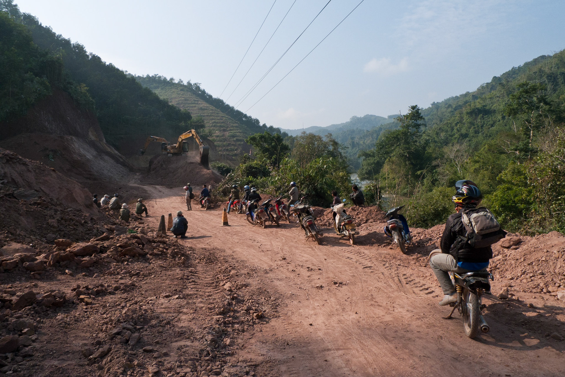 Luang Namtha: on way to Trek - waiting for roadworks to finish.
