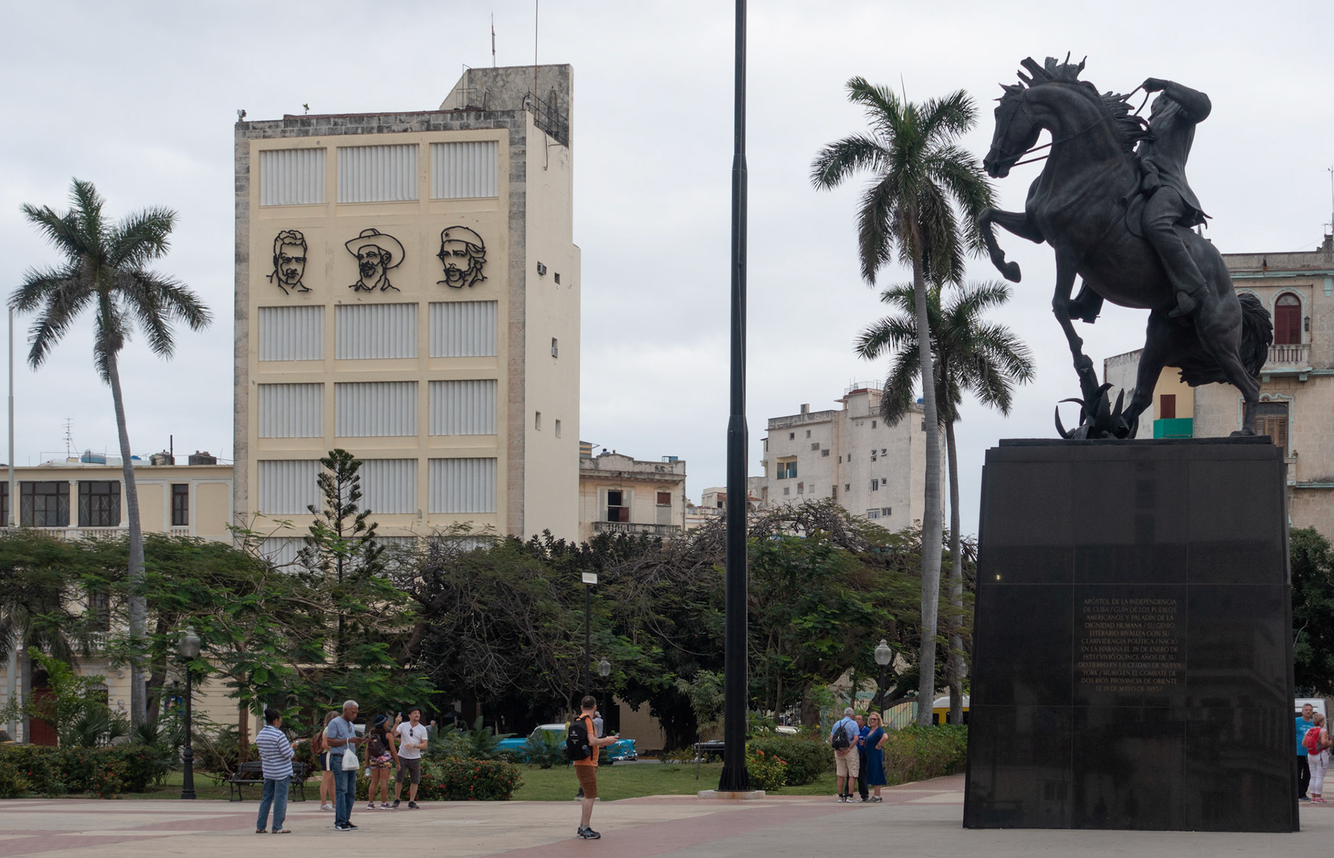 Havana:  L to R :  Castro, Cienfuegos and Che. The statue is Jose Marti.
