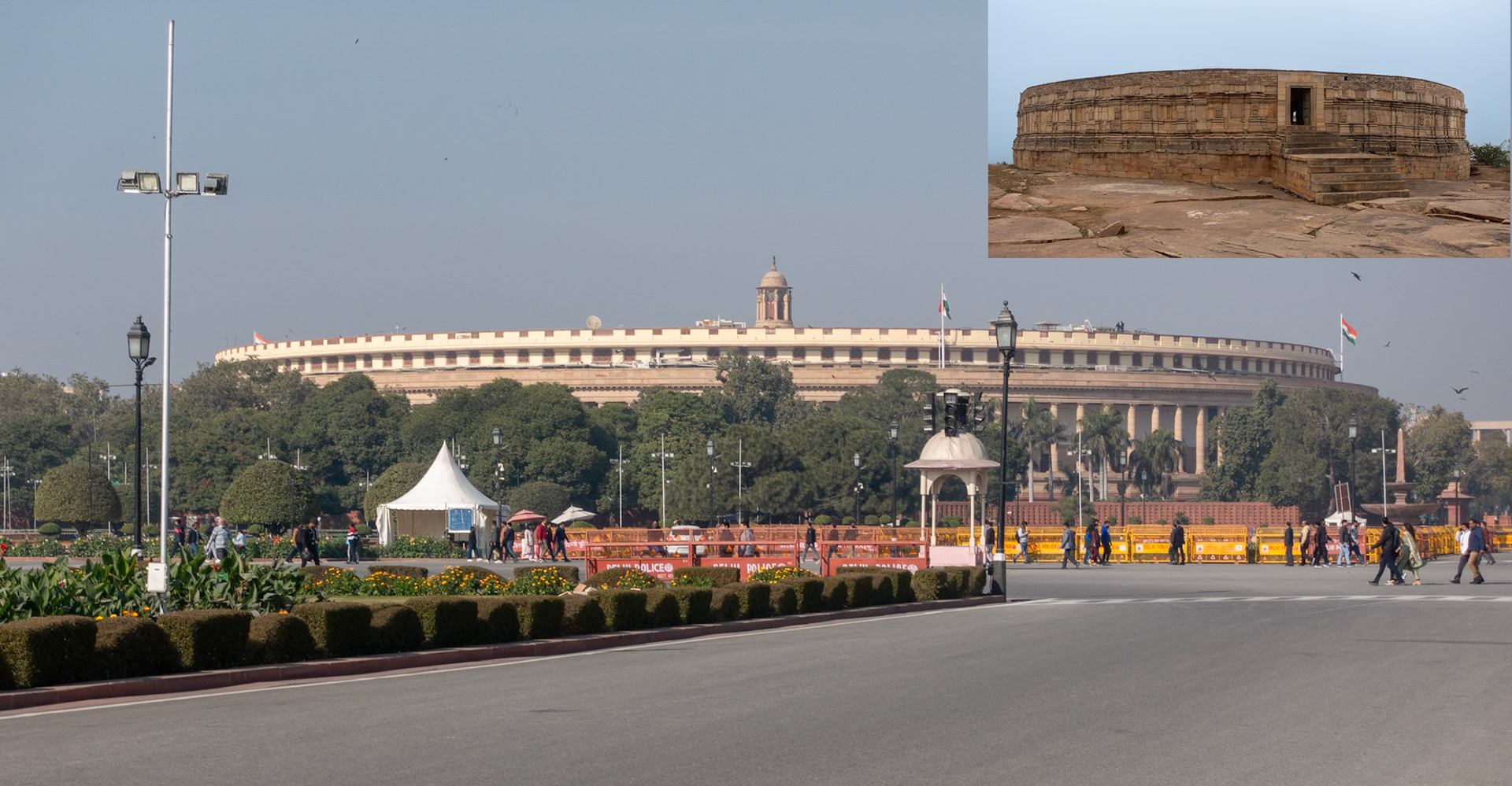 Delhi: Old Parliment House - based on Mitaoli  Temple 11c