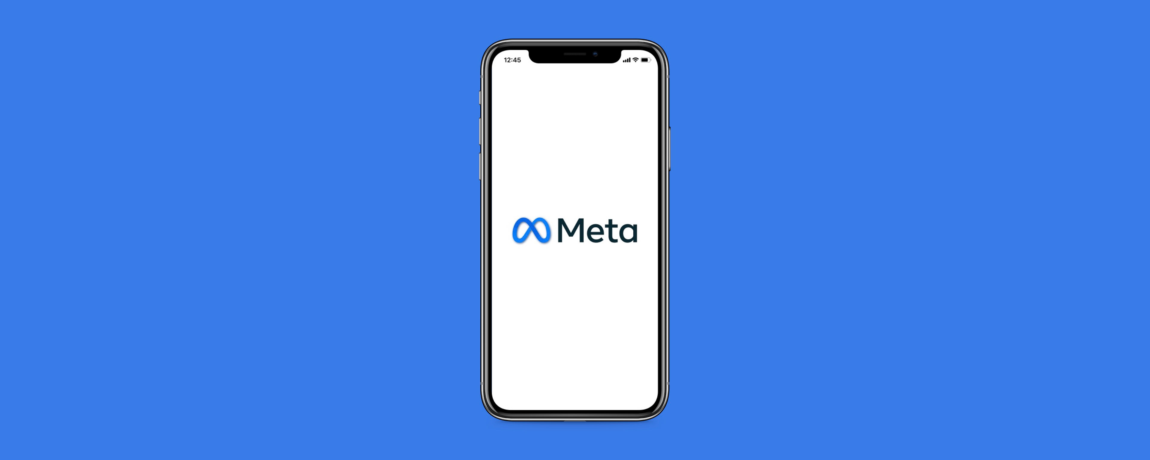 iPhone with the Meta logo on the screen.