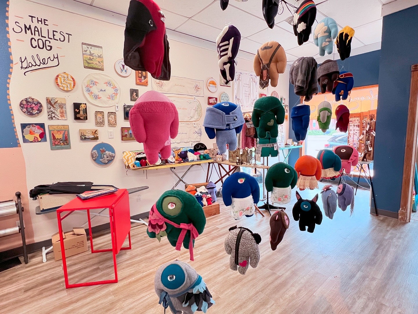 Creature Curtain, Installation at The Smallest Cog Gallery, 2024 Saint Peter Art Stroll