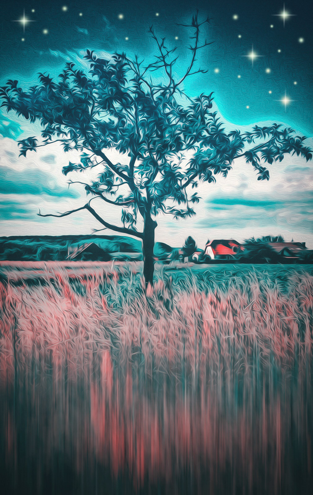 Aurora the glowing tree in a fantasy setting [Smartphone art]