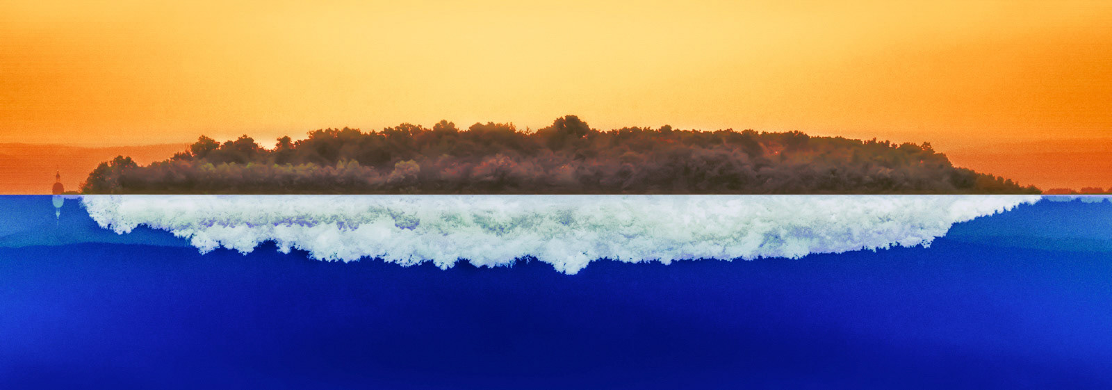 Mirrored landscape view with complementary colours.