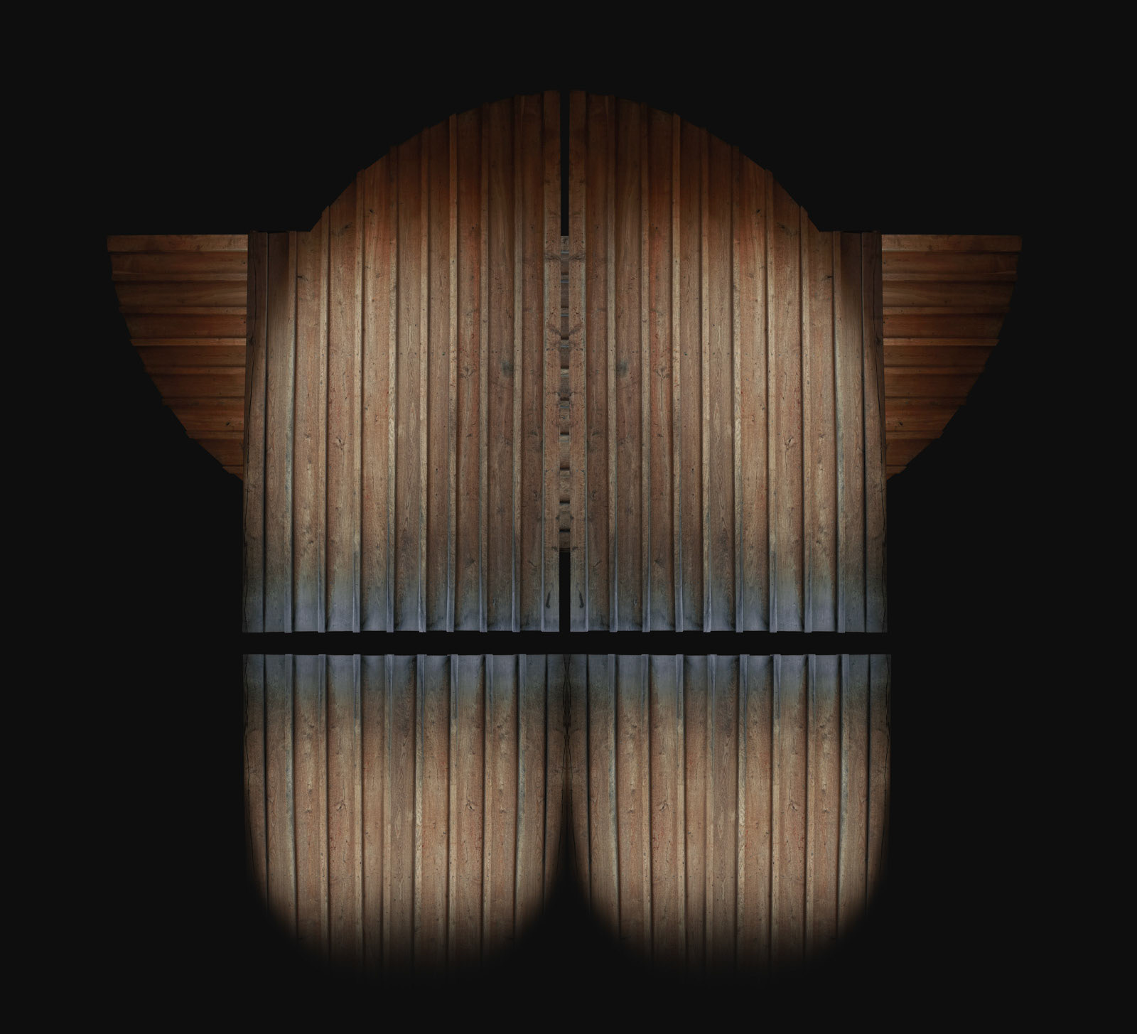A wooden man figure - composed from a real picture of a wooden door. Post-production in Photoshop.