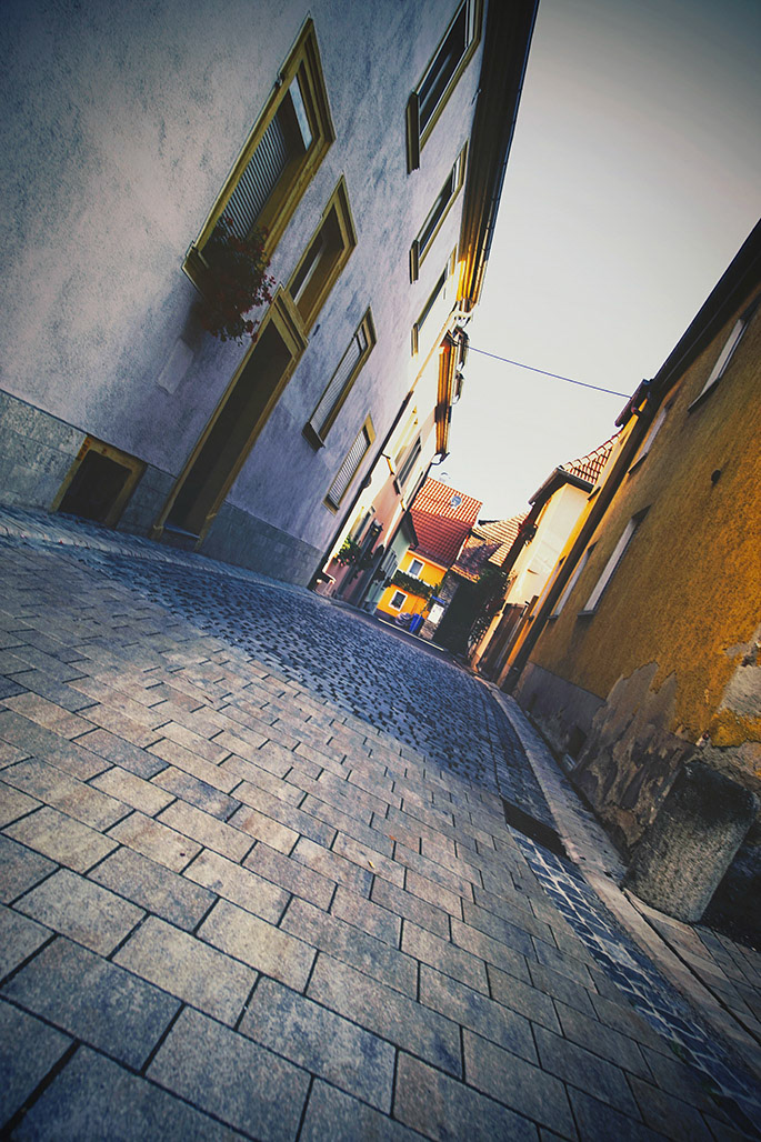 A romantic small alley in the middle of a bavarian village.