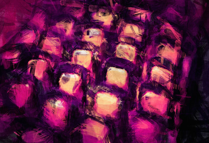 Abstract view into a cinema room.