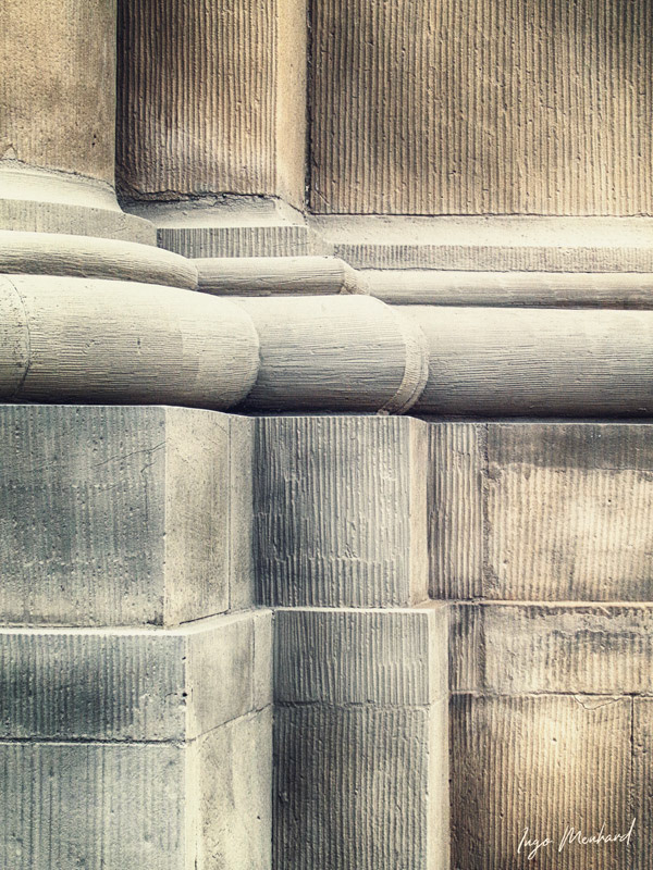 Closeup view to the basement of an old historical building. 