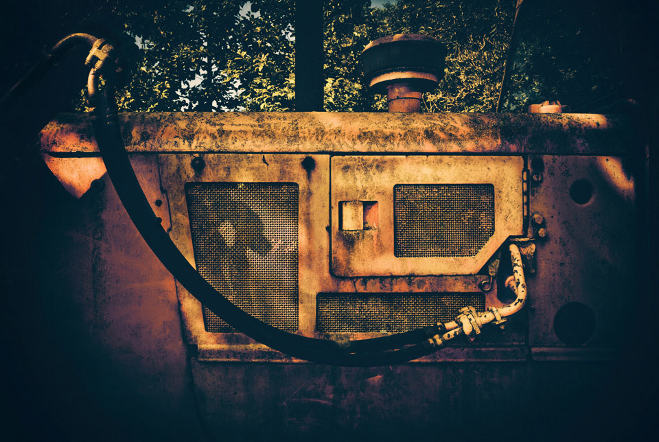 Side detail view of an old Komatsu excavator. The Sigma DP1 quattro shows the details brilliantly and very sharp.