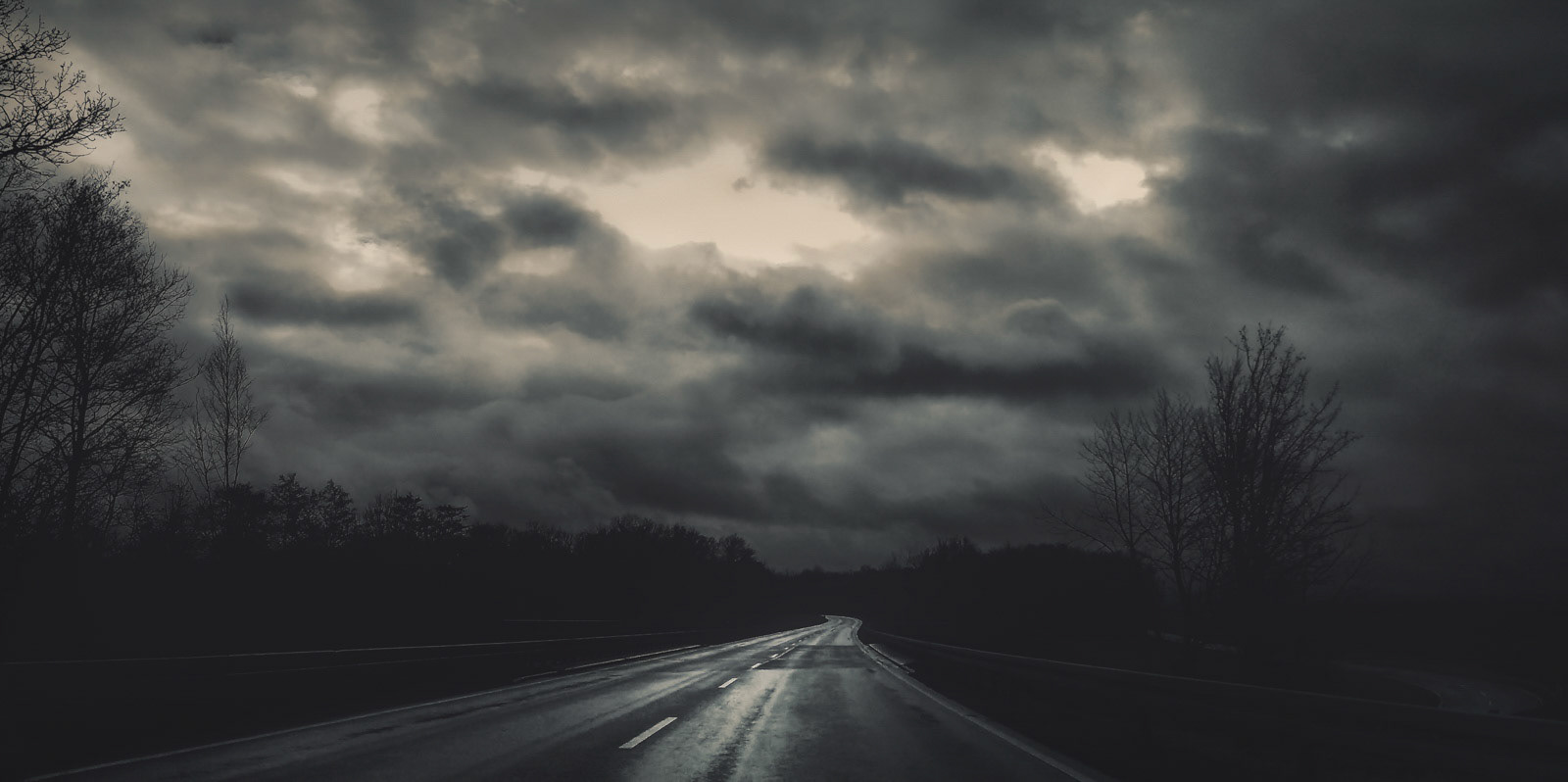 Dark road on christmas