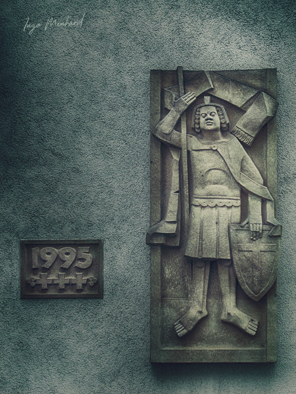 Fine art of an religious sculpture, built in 1995 - I call it: The pilgrim.