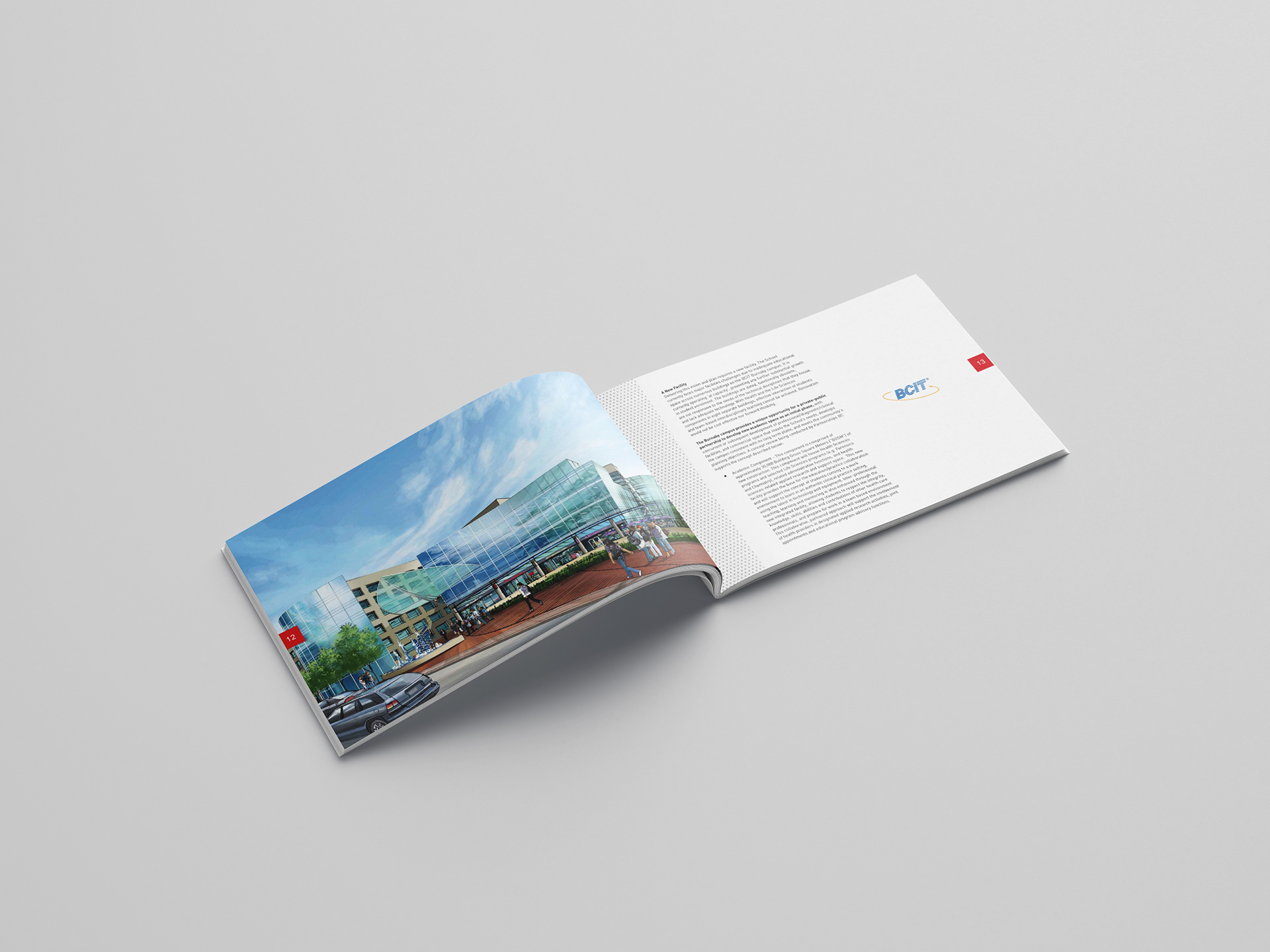 BCIT government brochure announcing RN nurse training building
