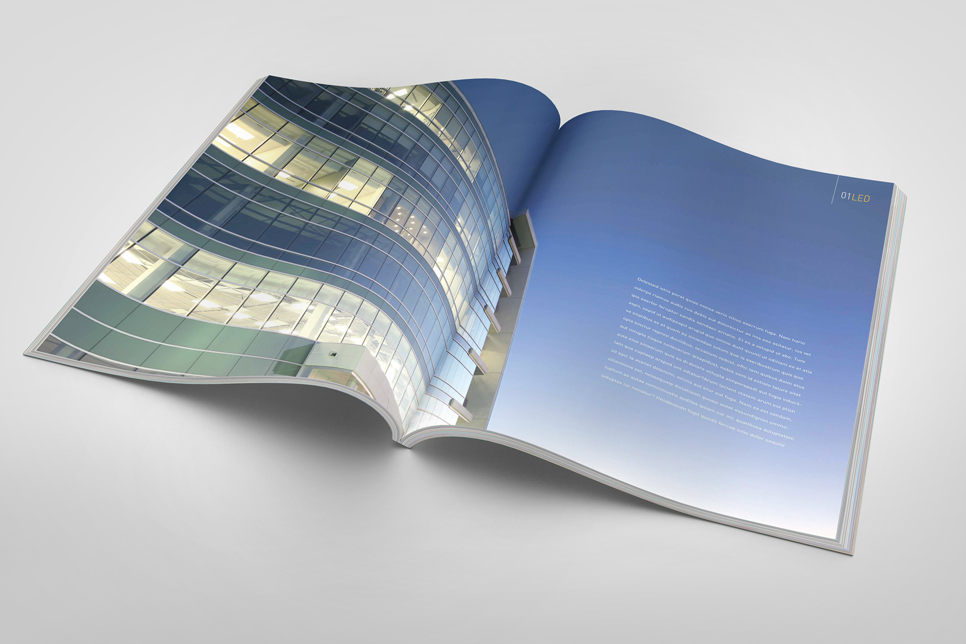 Catalog graphic design inside spread