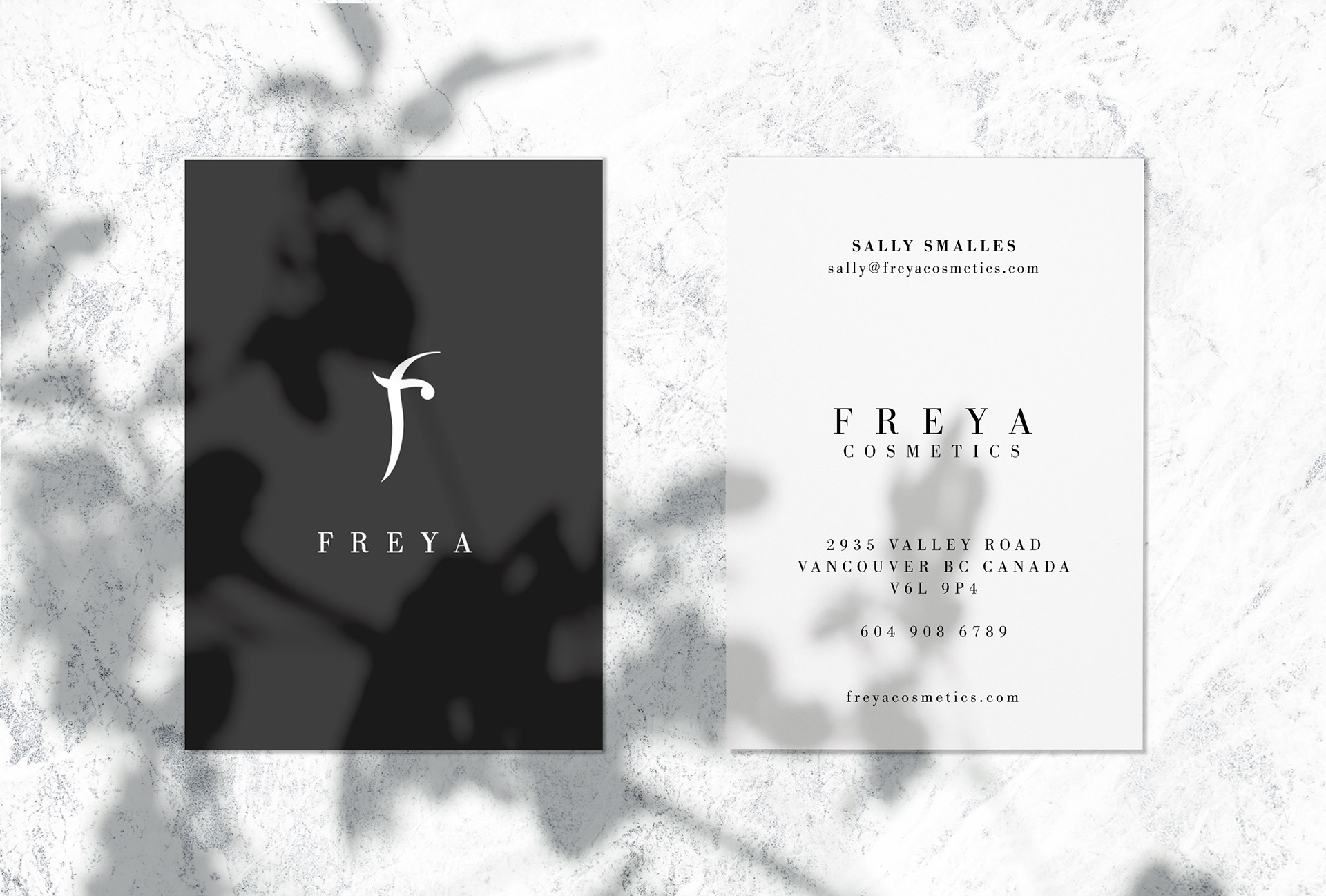 Freya cosmetics business card design