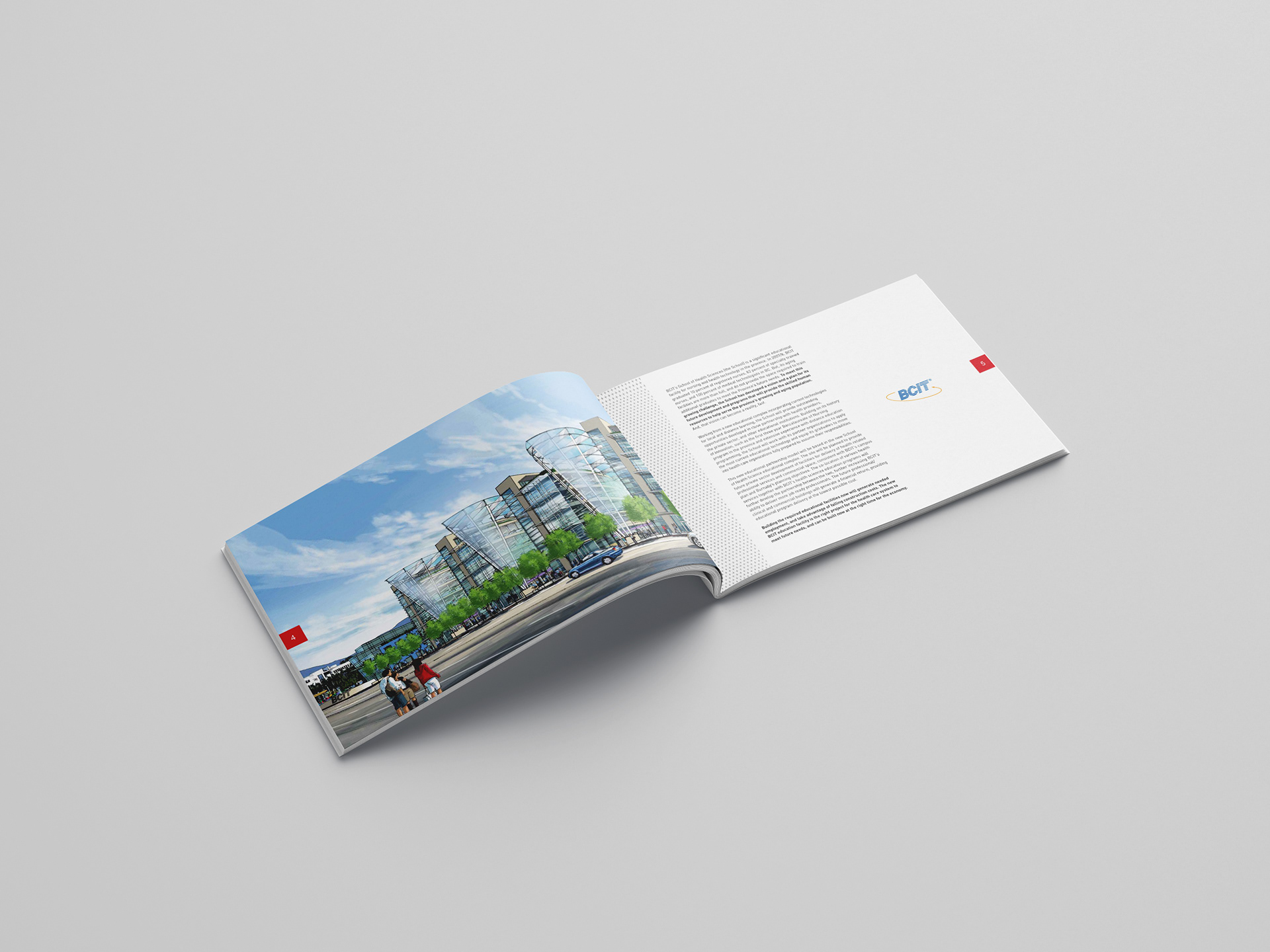 BCIT government brochure announcing RN nurse training building