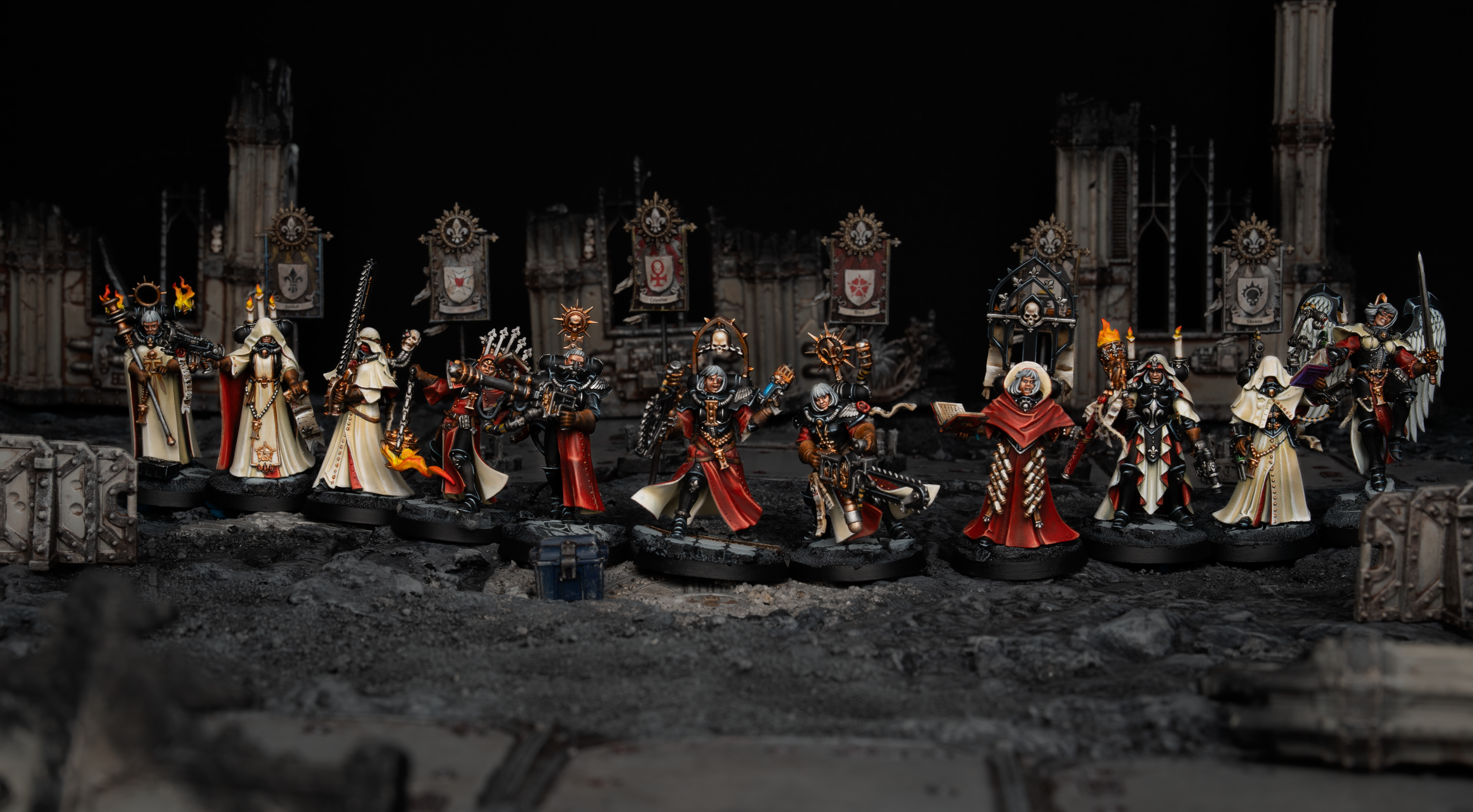 nearly the whole team, the blue box acts as a Tac Ops marker, the flags act as objective markers in narrative games.