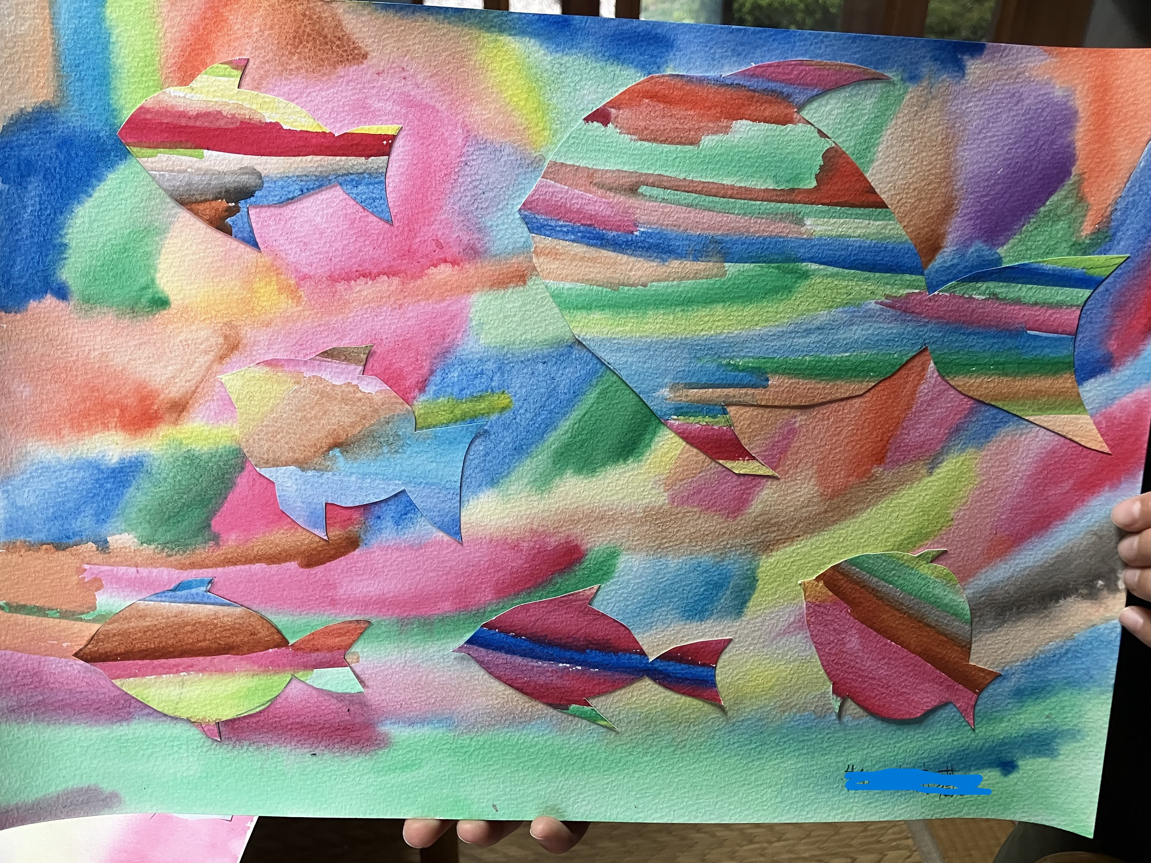 水彩コラージュ作品