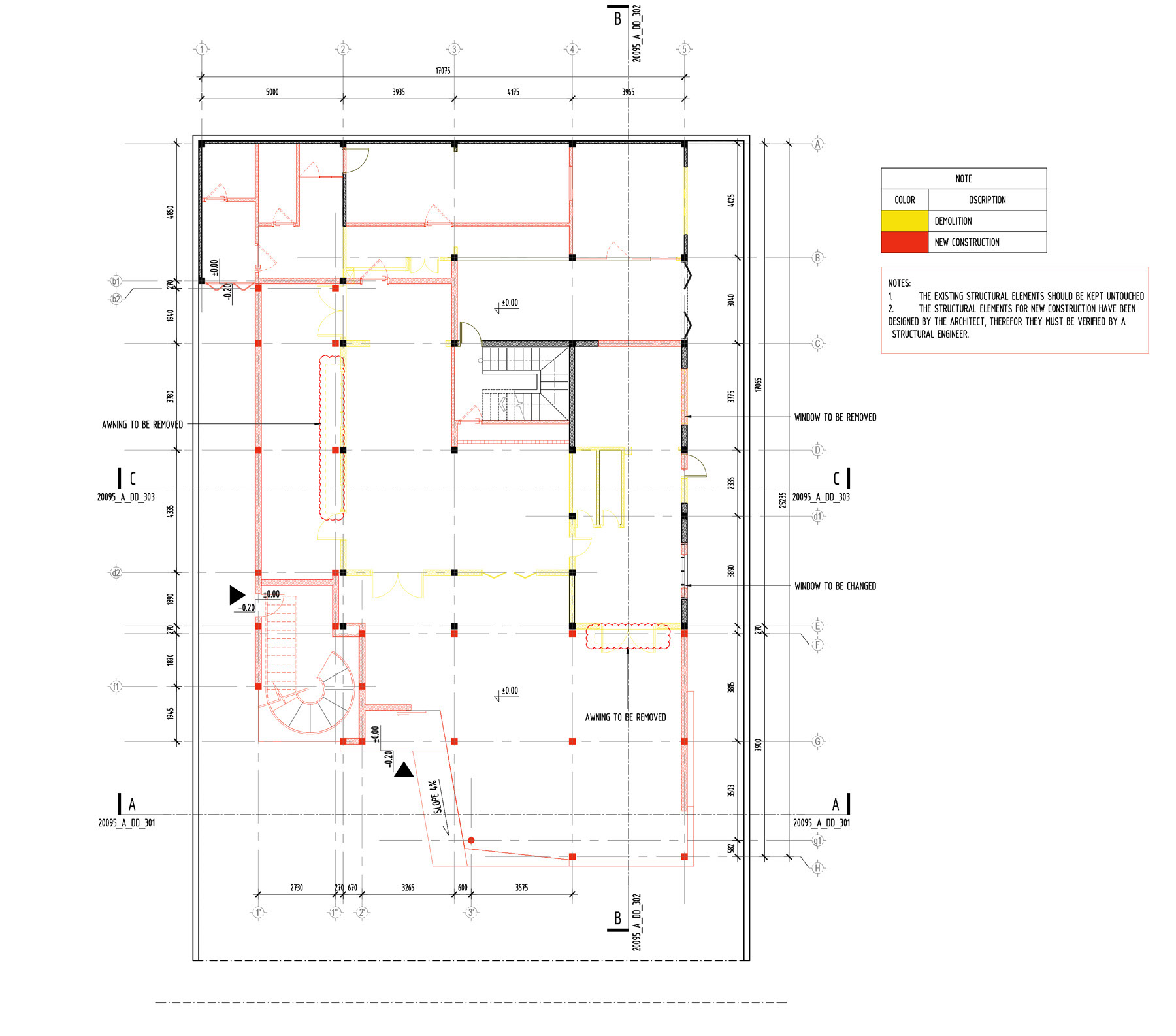 PLAN OF DEMOLITIONS AND NEW CONSTRUCTIONS