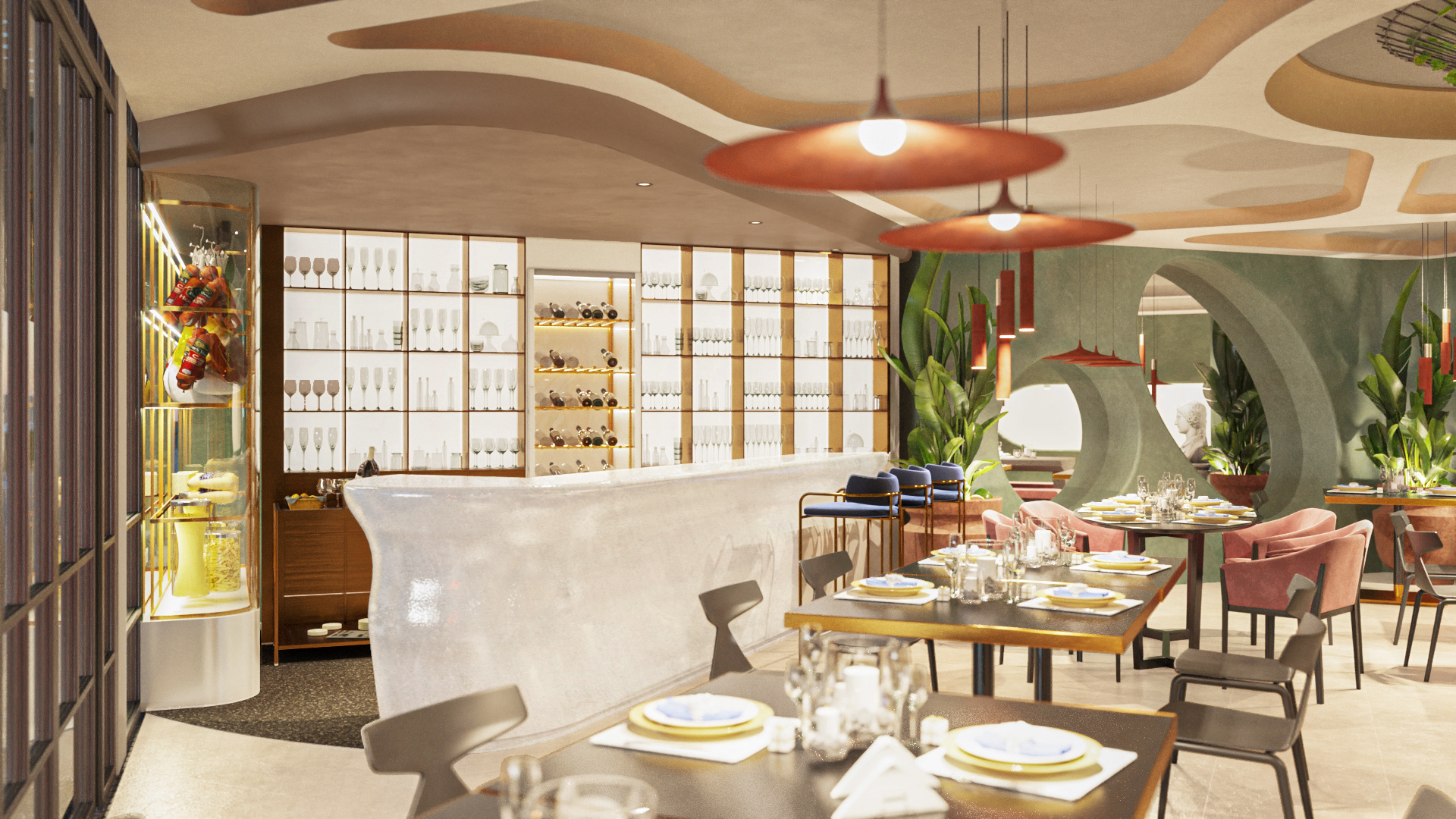 Render of the bar corner