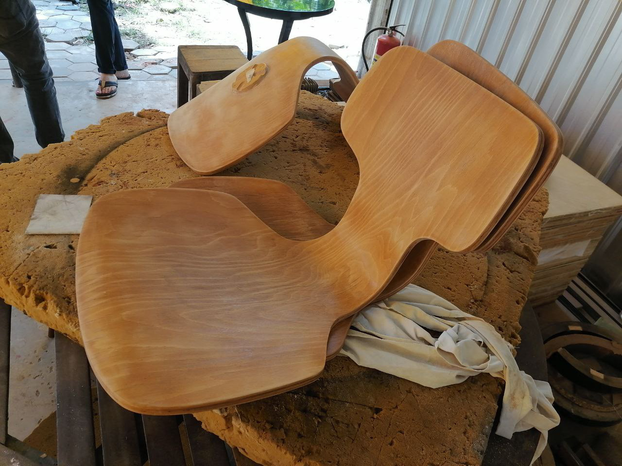 Plywood component of one of the chairs