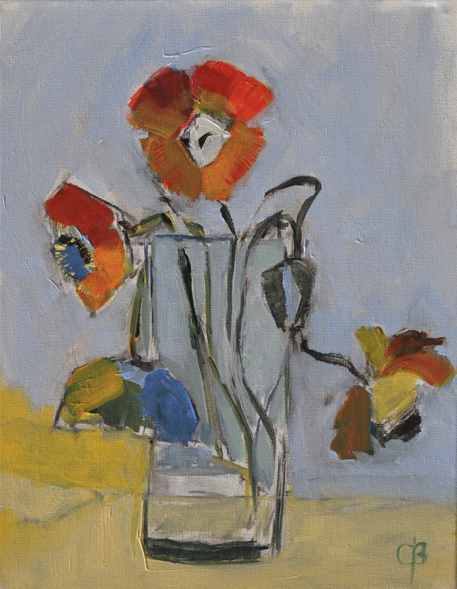 "Icelandic Poppies in Vase" Acrylic on Canvas 14"x11" March 2020