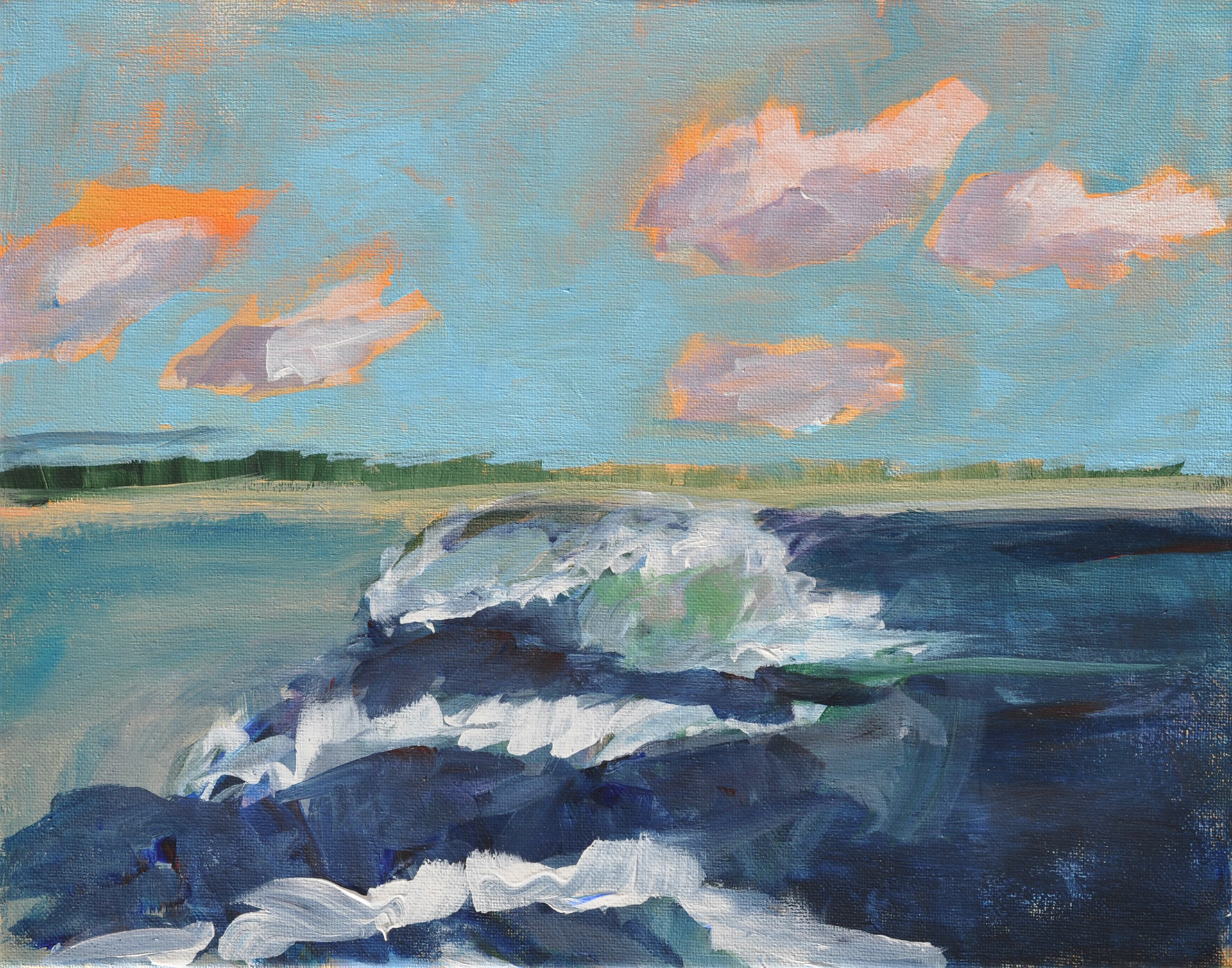 "Crescent Beach Waves" Acrylic on Canvas 11"x14" November 2019