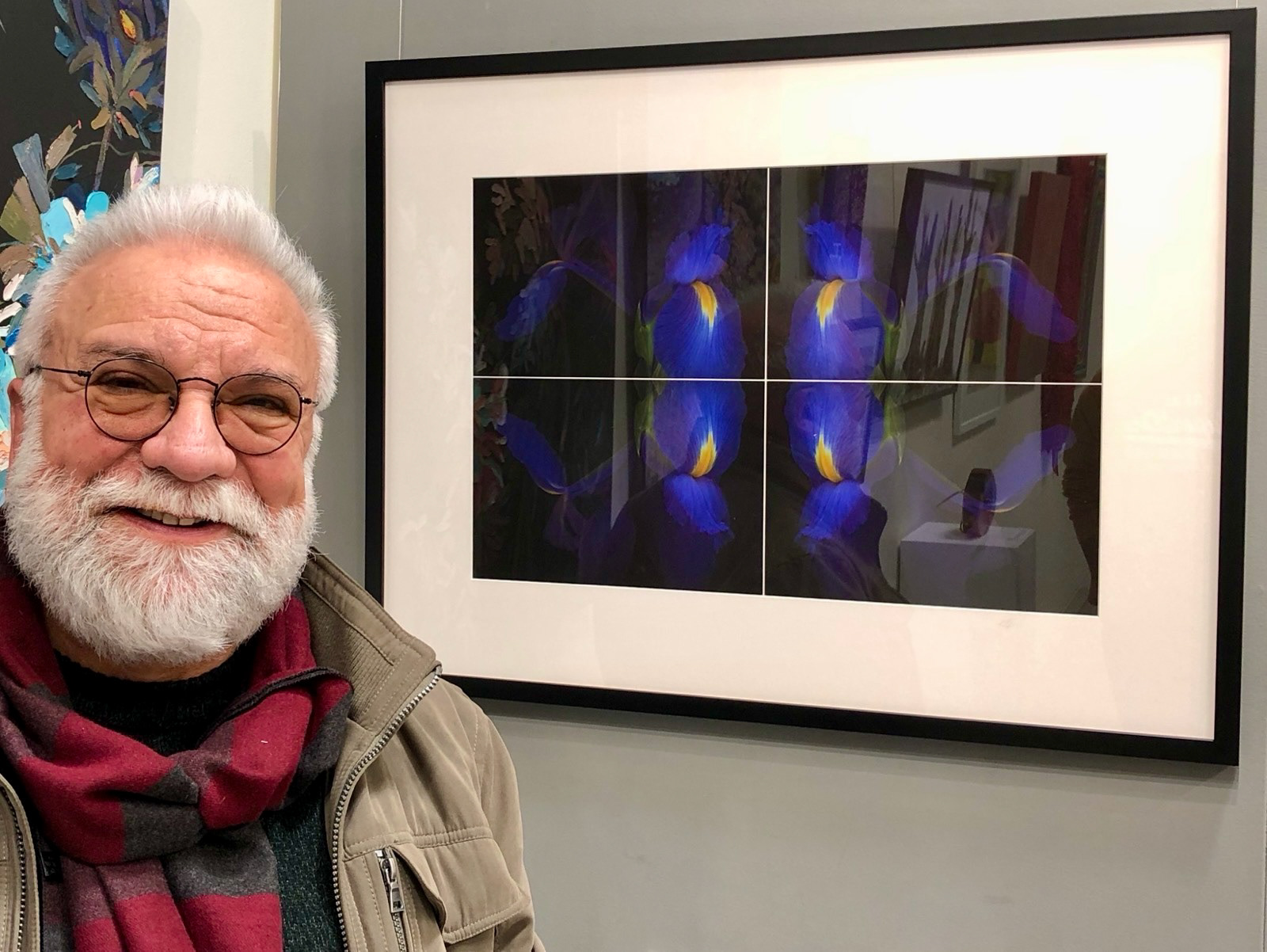  'Blue Irises -Quadriptych no. 1'  in exhibition At the 'Gallery M' - Marion Centre, Adelaide. 2021