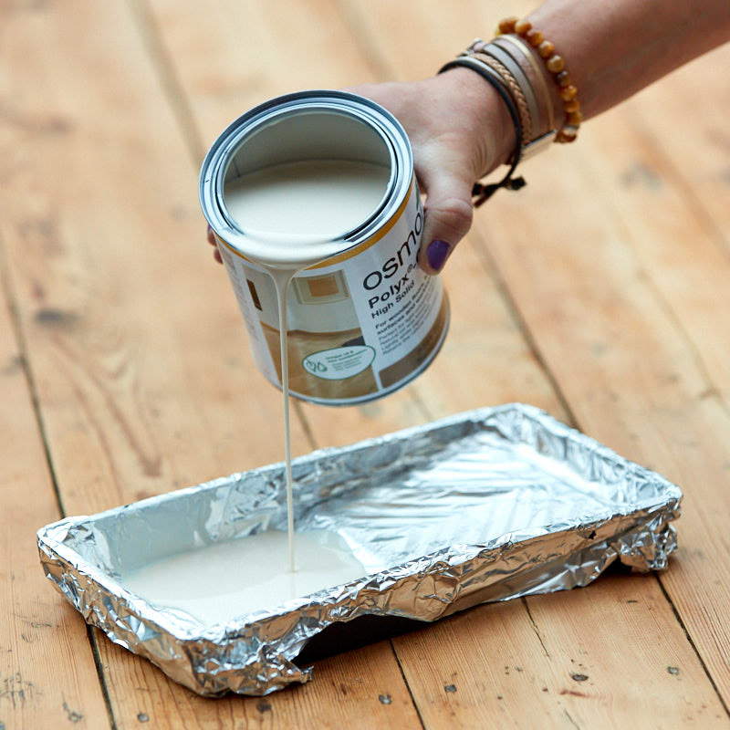 Line a tray with foil