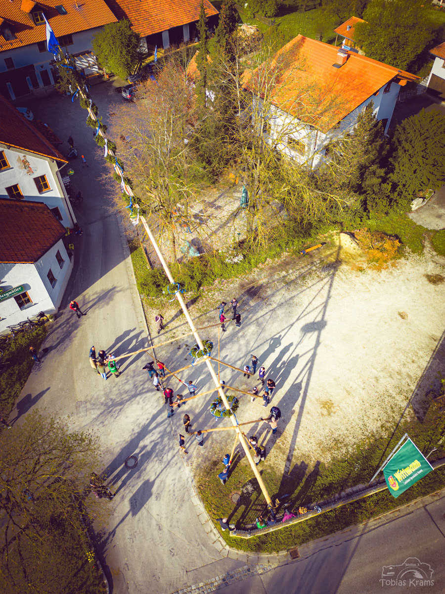 Maibaum Aufstellen (letztes Mal im alten Ständer) - Mettenbach 2023