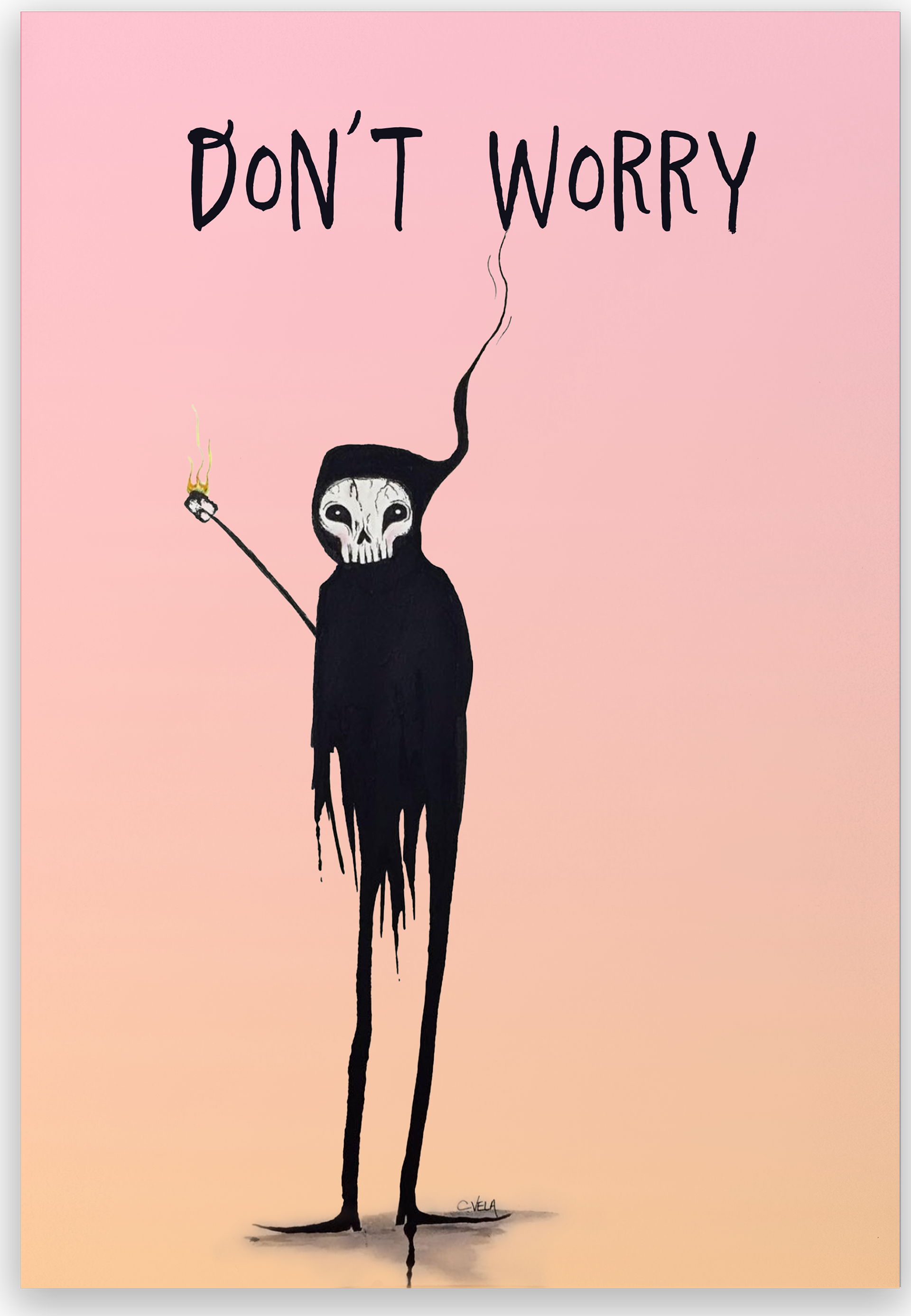 "Grim Reaper" Don't worry, he's just roasting a marshmallow Cheer Up Monsters greeting card series