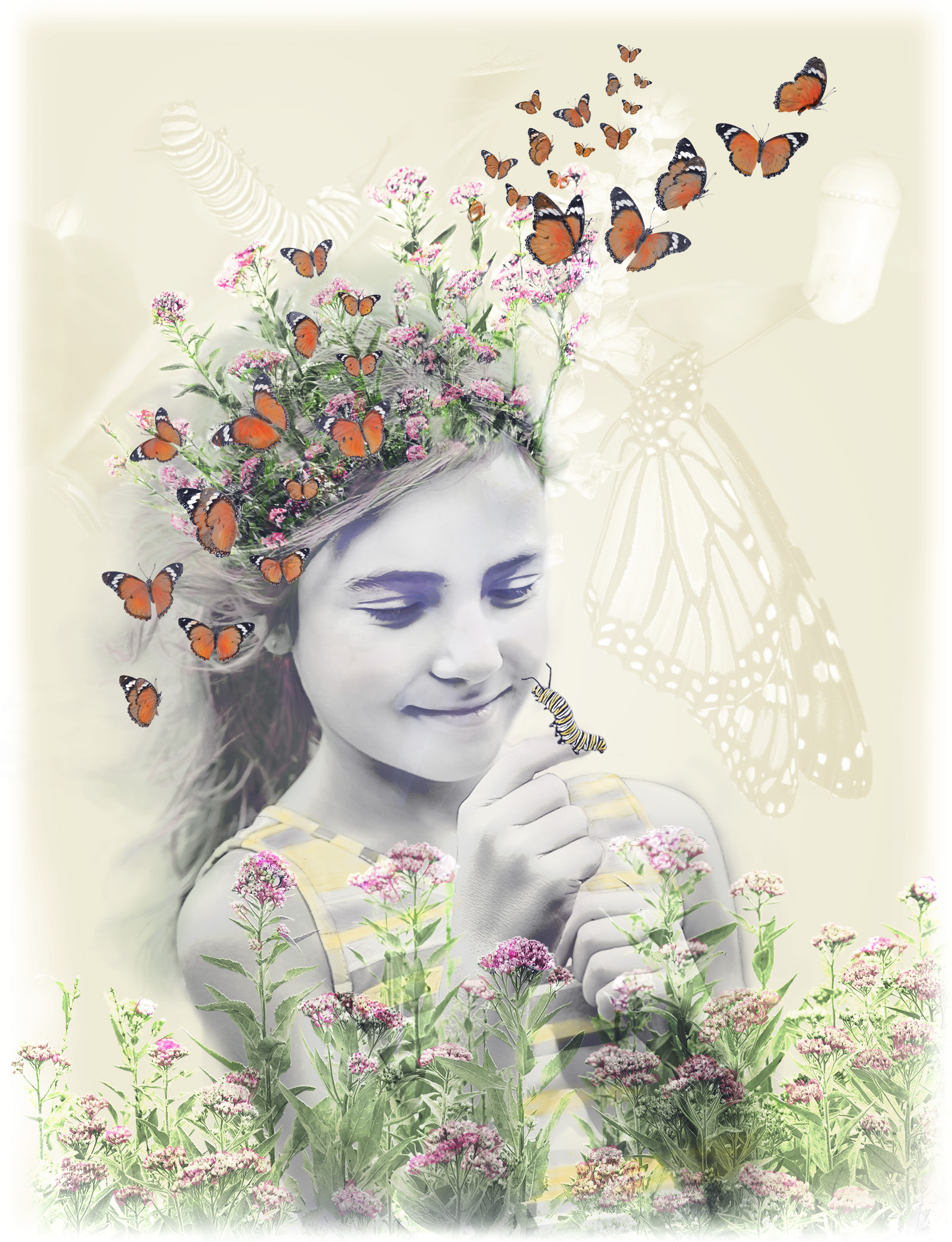 "Grow a Butterfly, Grow a Child’s Mind" Editorial Photo Illustration. .
