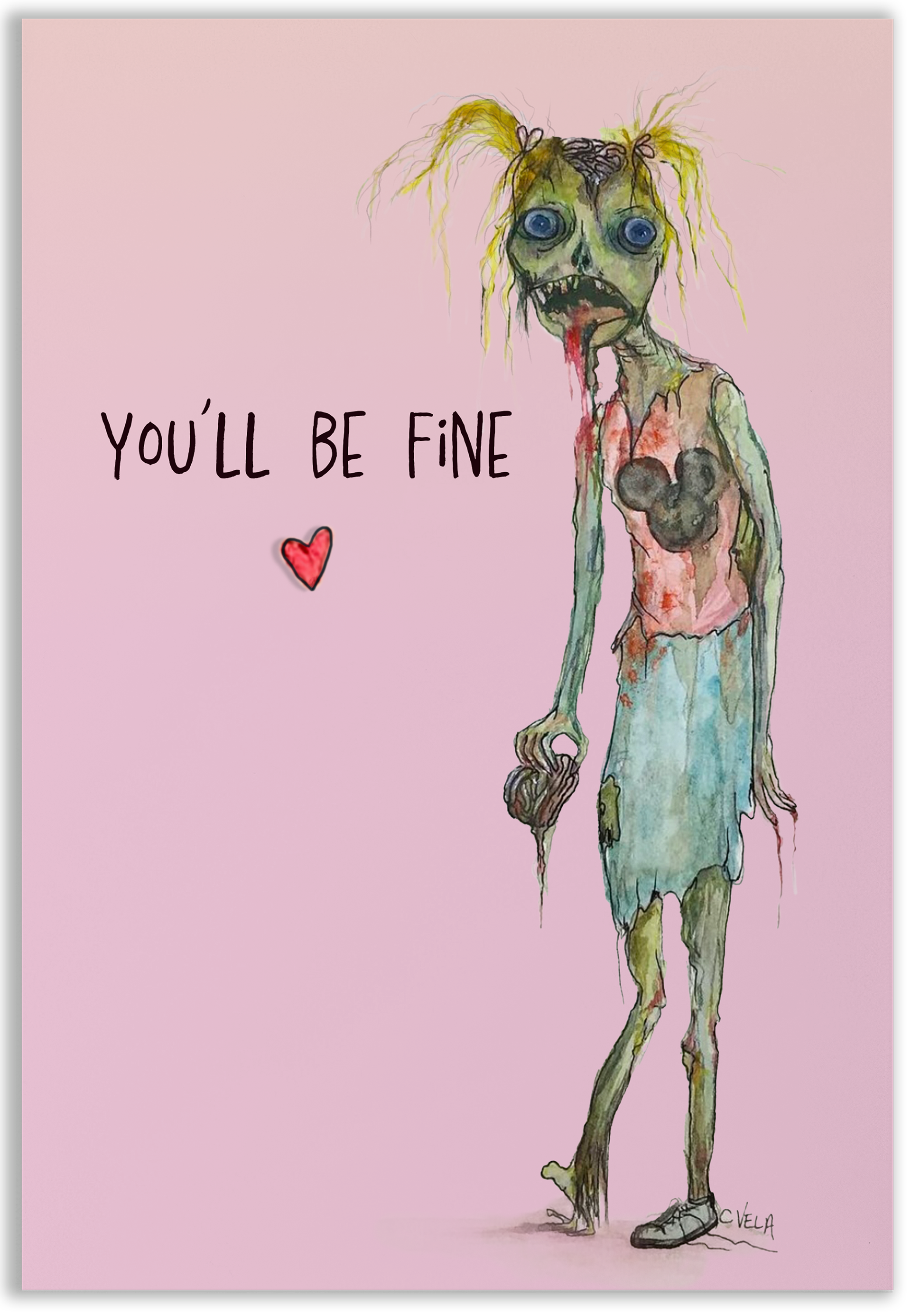 "Zombie girl" Take it from her, she's been through a lot. Cheer Up Monsters Greeting Card Series